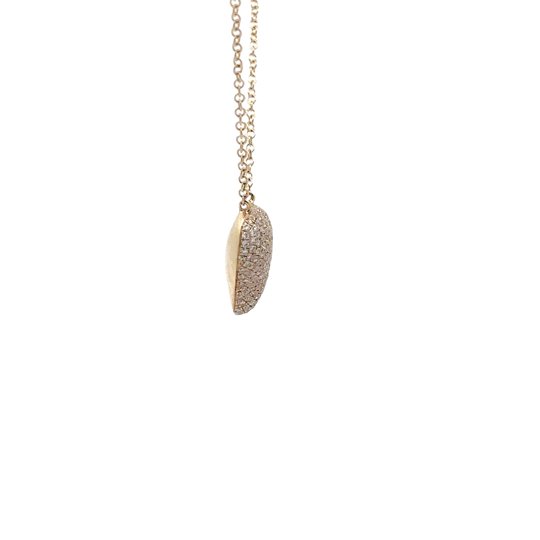 WD1835 14kt gold pave diamond puffy heart necklace