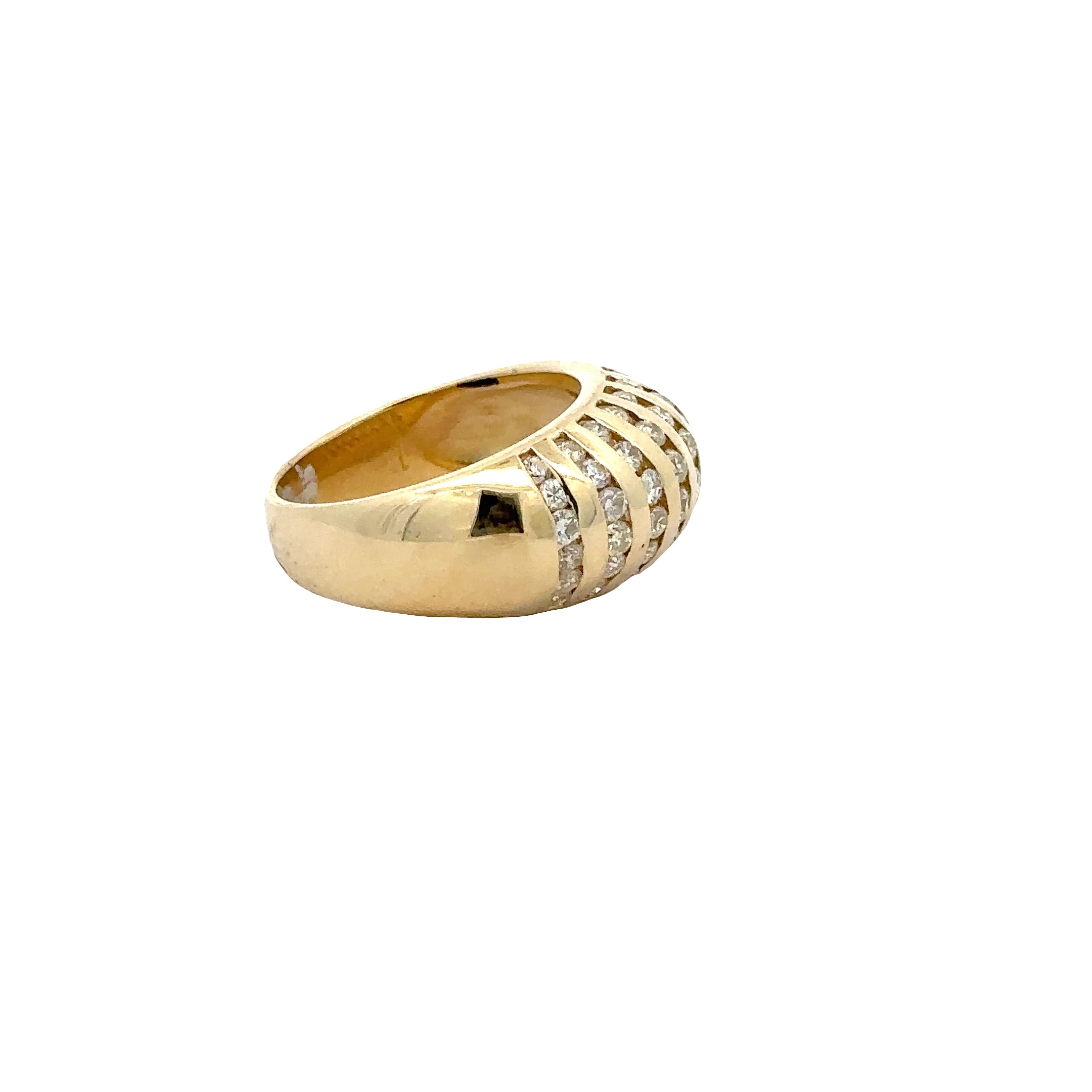 352233 14kt gold dome ring with channel set diamonds