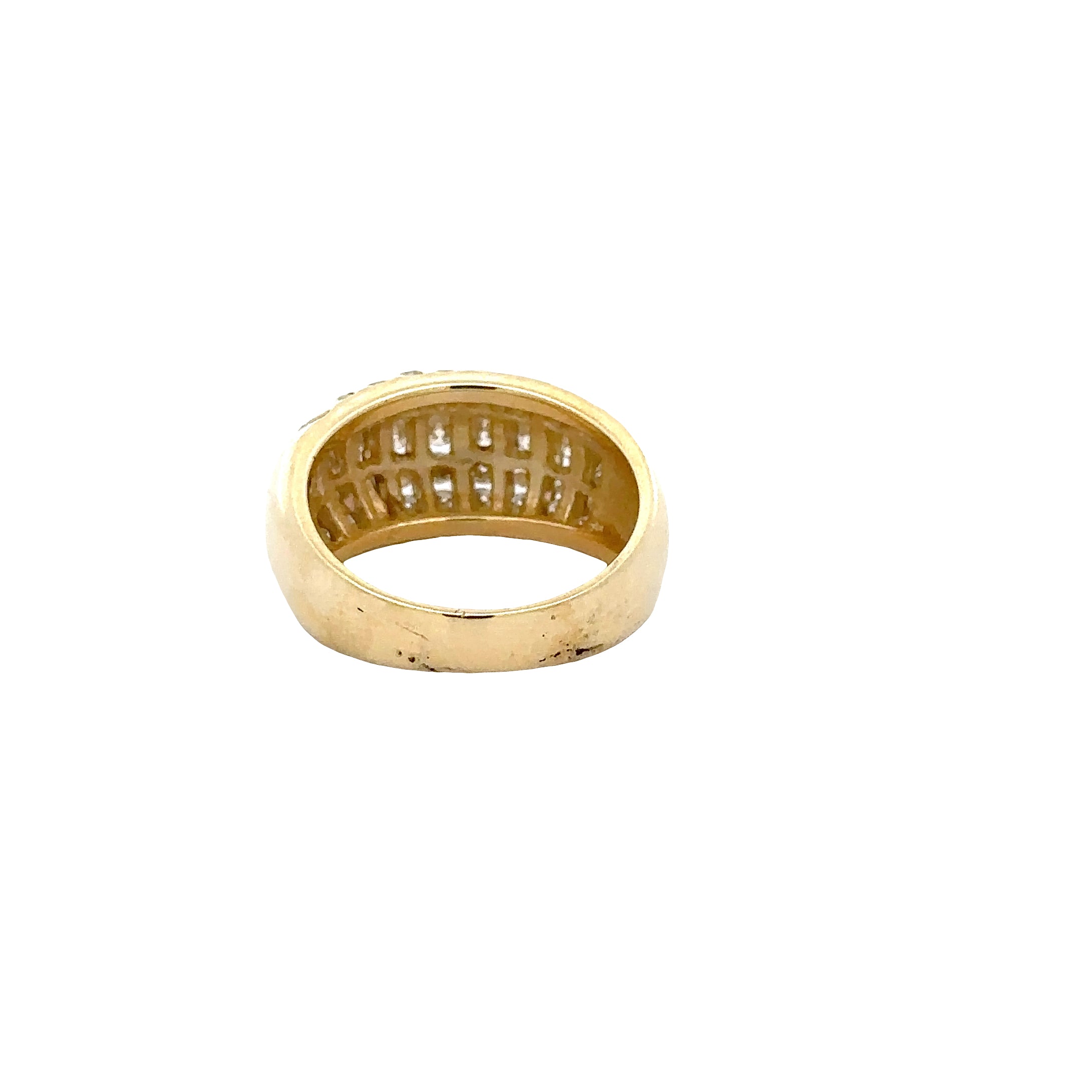 352233 14kt gold dome ring with channel set diamonds