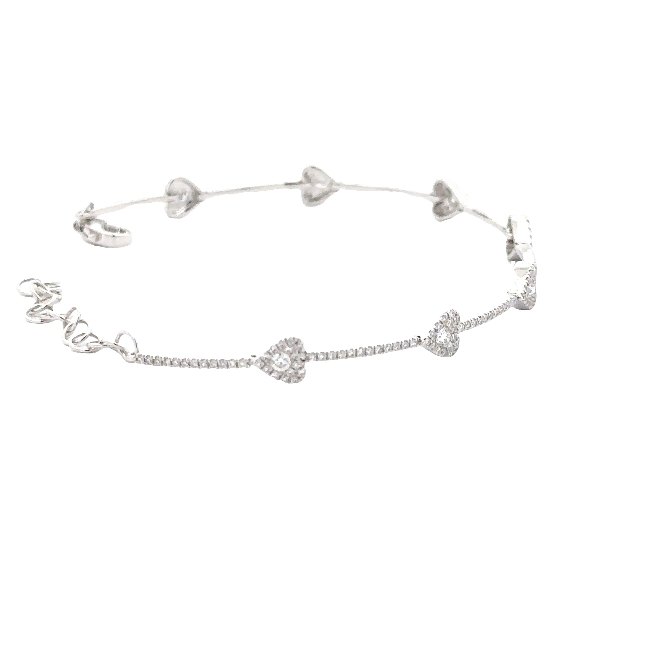 WD1840 14kt White Gold Heart Diamond Bracelet