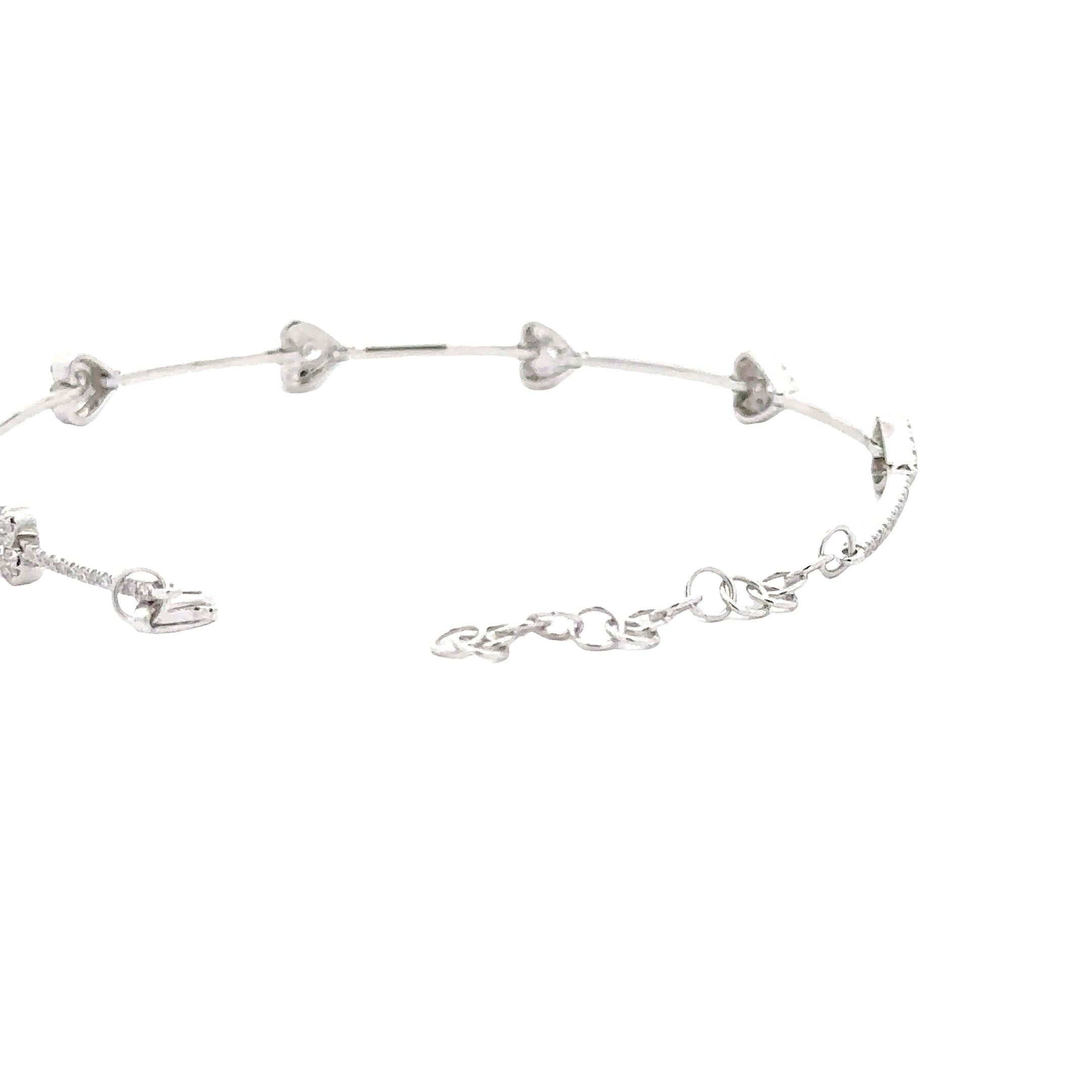 WD1840 14kt White Gold Heart Diamond Bracelet