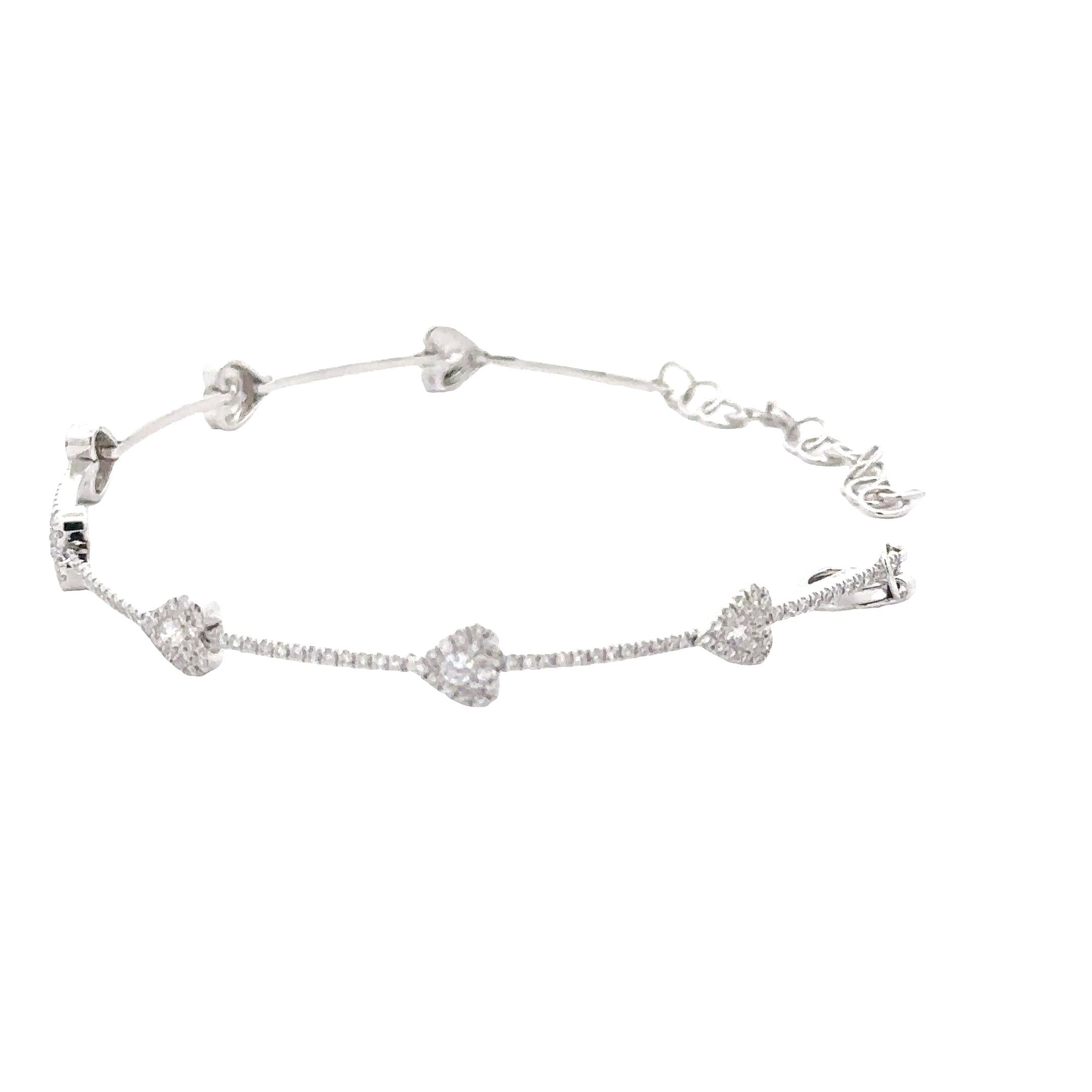 WD1840 14kt White Gold Heart Diamond Bracelet
