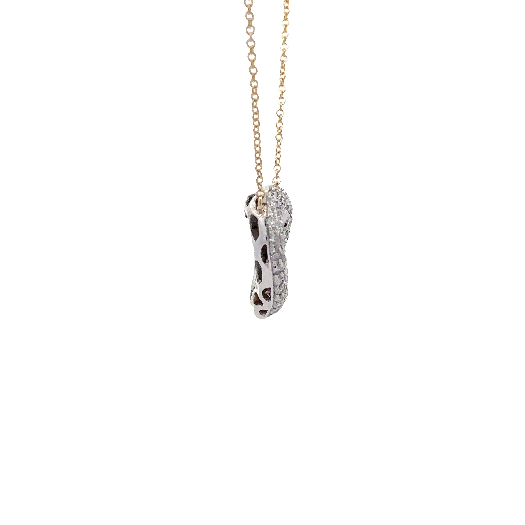 WD1841 14kt Gold Pave Diamond Open Heart Necklace