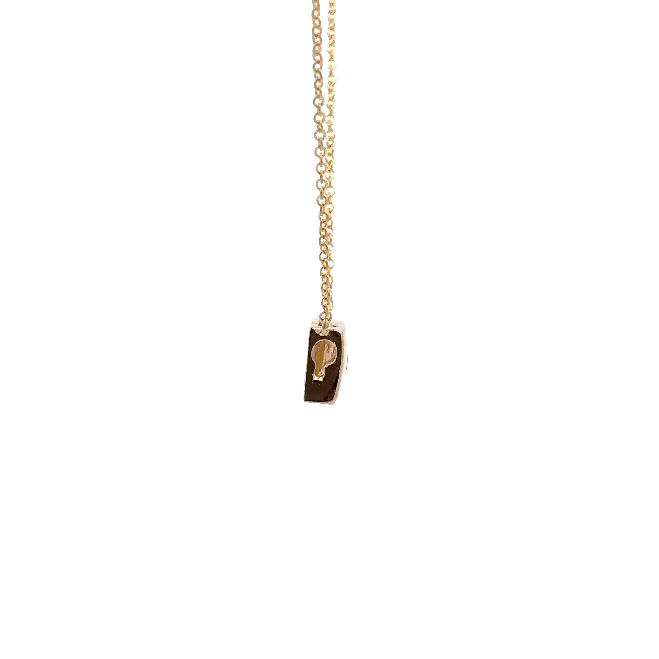 WD1842 14kt Gold Square Bezel with Diamond Center Necklace