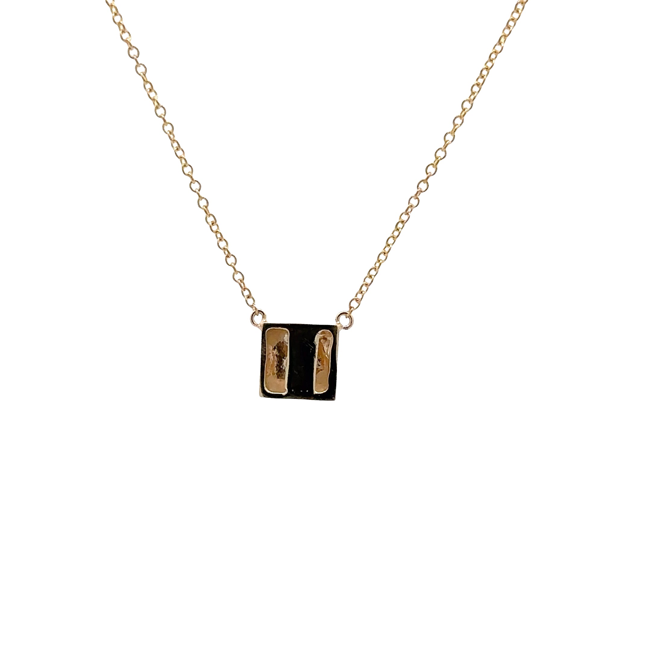 WD1842 14kt Gold Square Bezel with Diamond Center Necklace