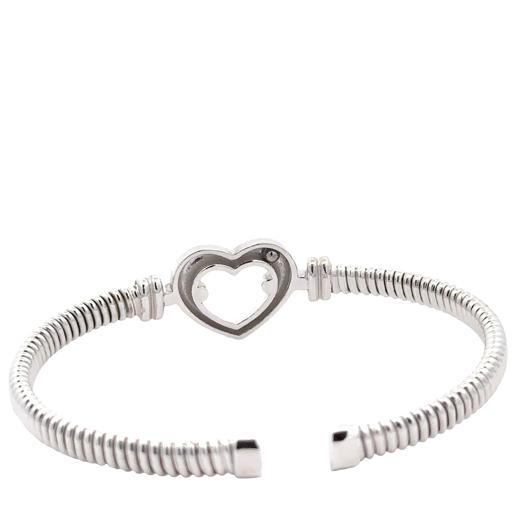 SSGAS107H Sterling Silver Cuff Bracelet with Heart Detail