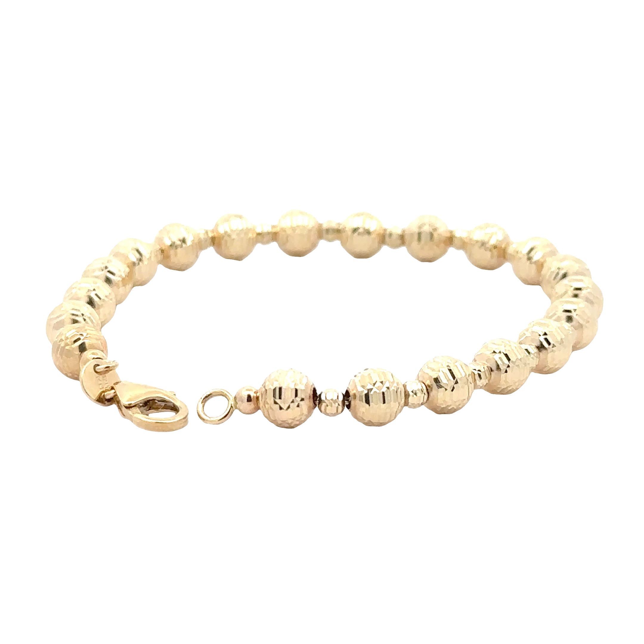 WD1848 14kt Gold 6mm Faceted Beaded Ball Bracelet