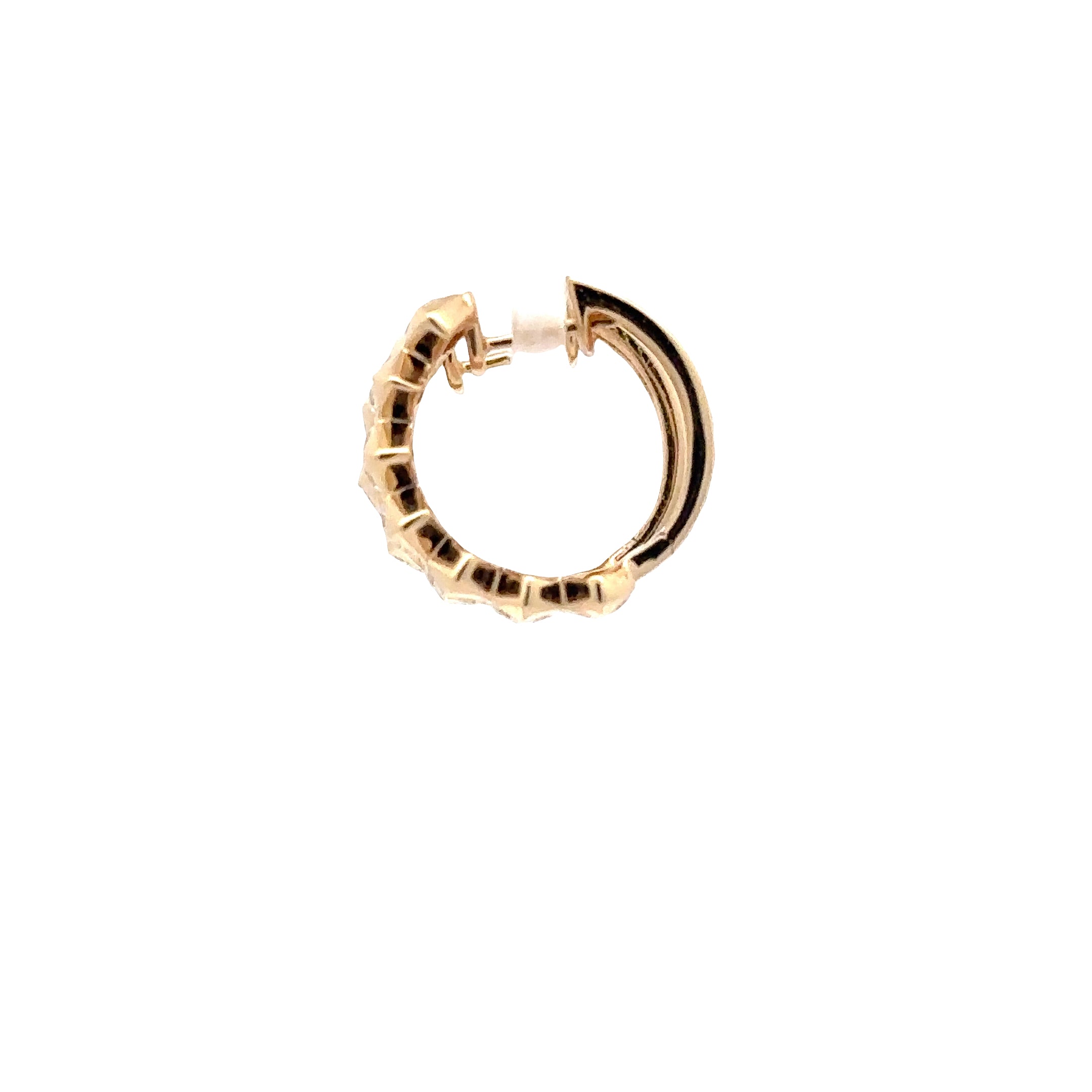WD1850 14kt gold Edgy Side Spike Hoop with Pave Set Diamonds