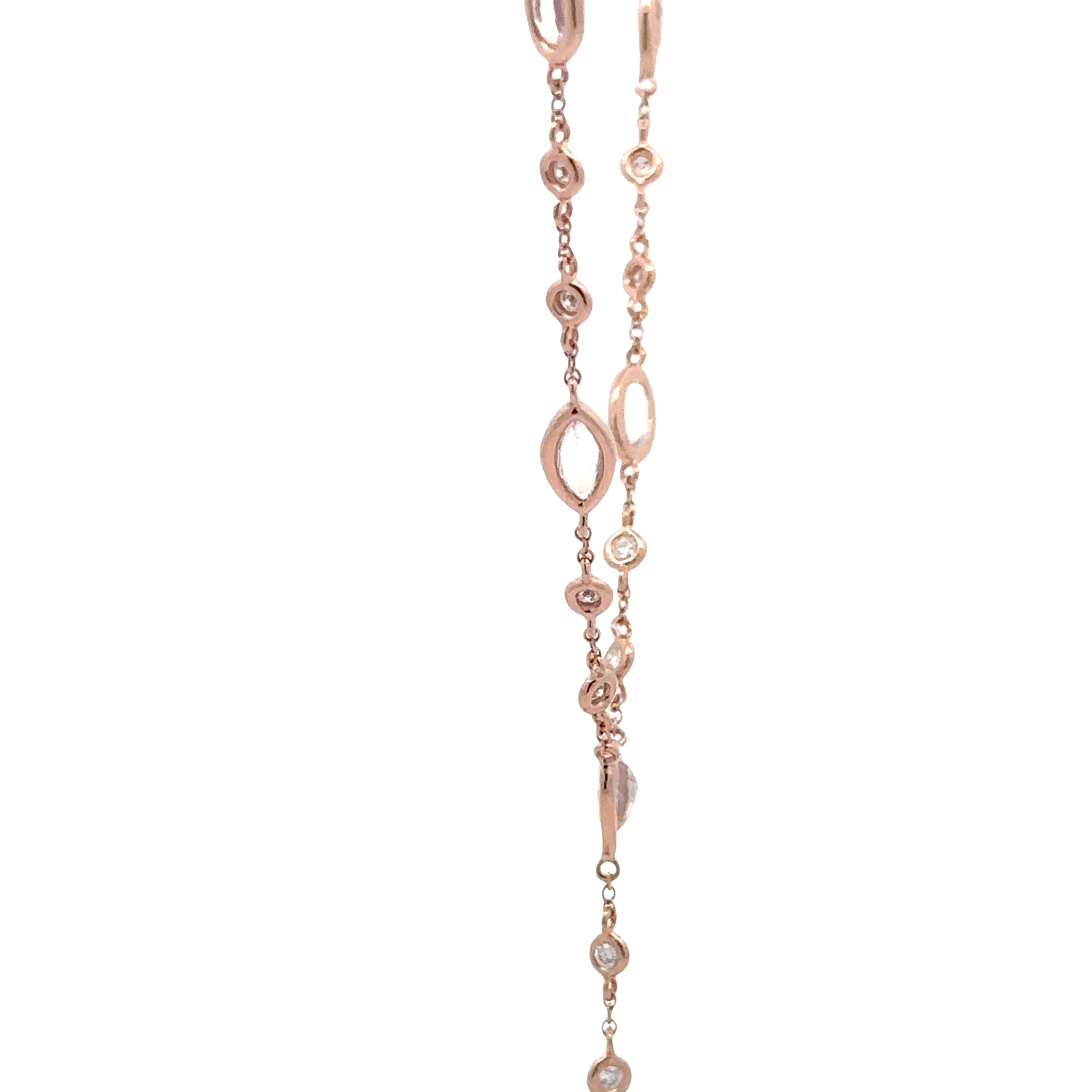WD1871 14kt Gold, Moonstone, and Diamond Lariat Necklace