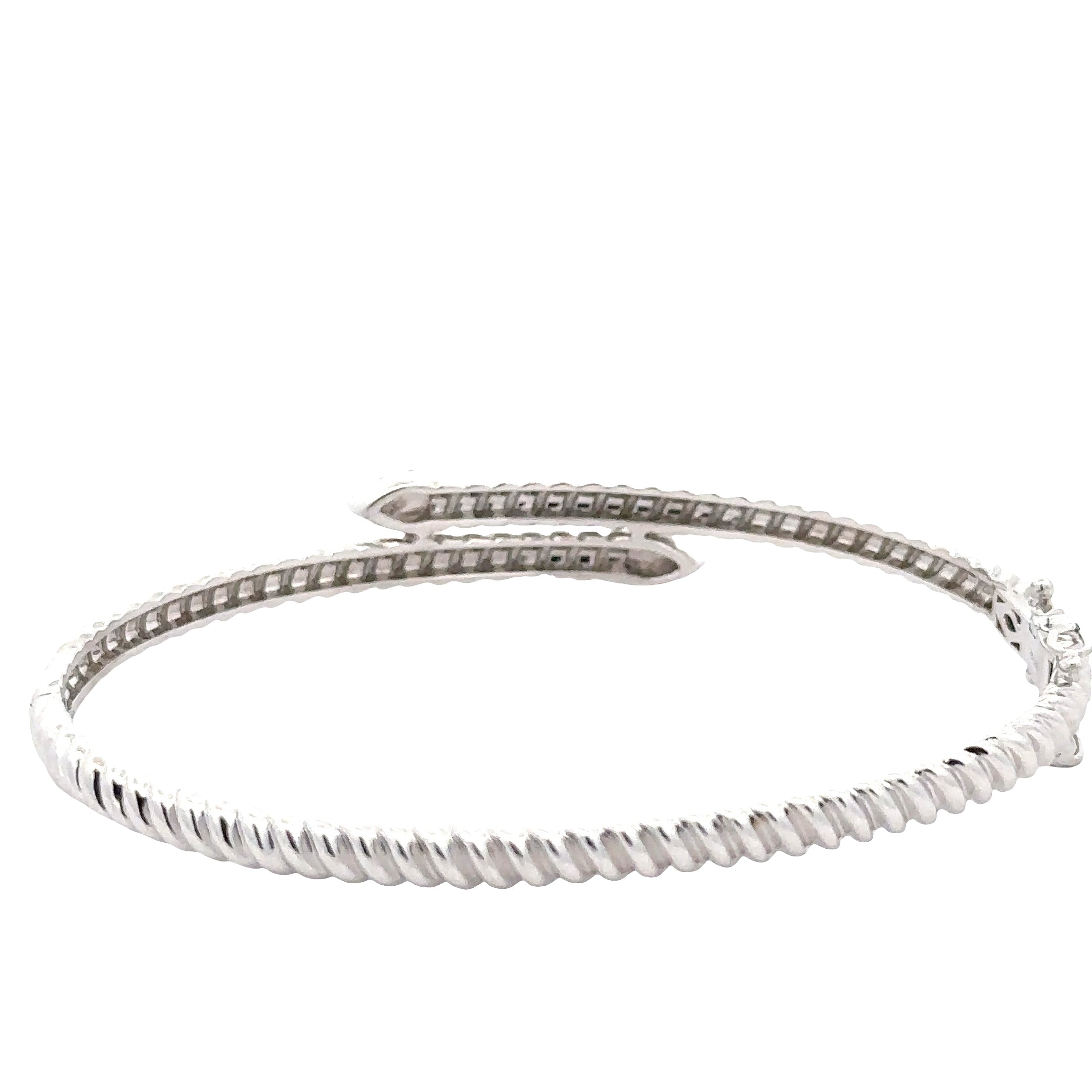 WD1882 14kt Gold Twist with Pave Diamond Open Bangle Bracelet