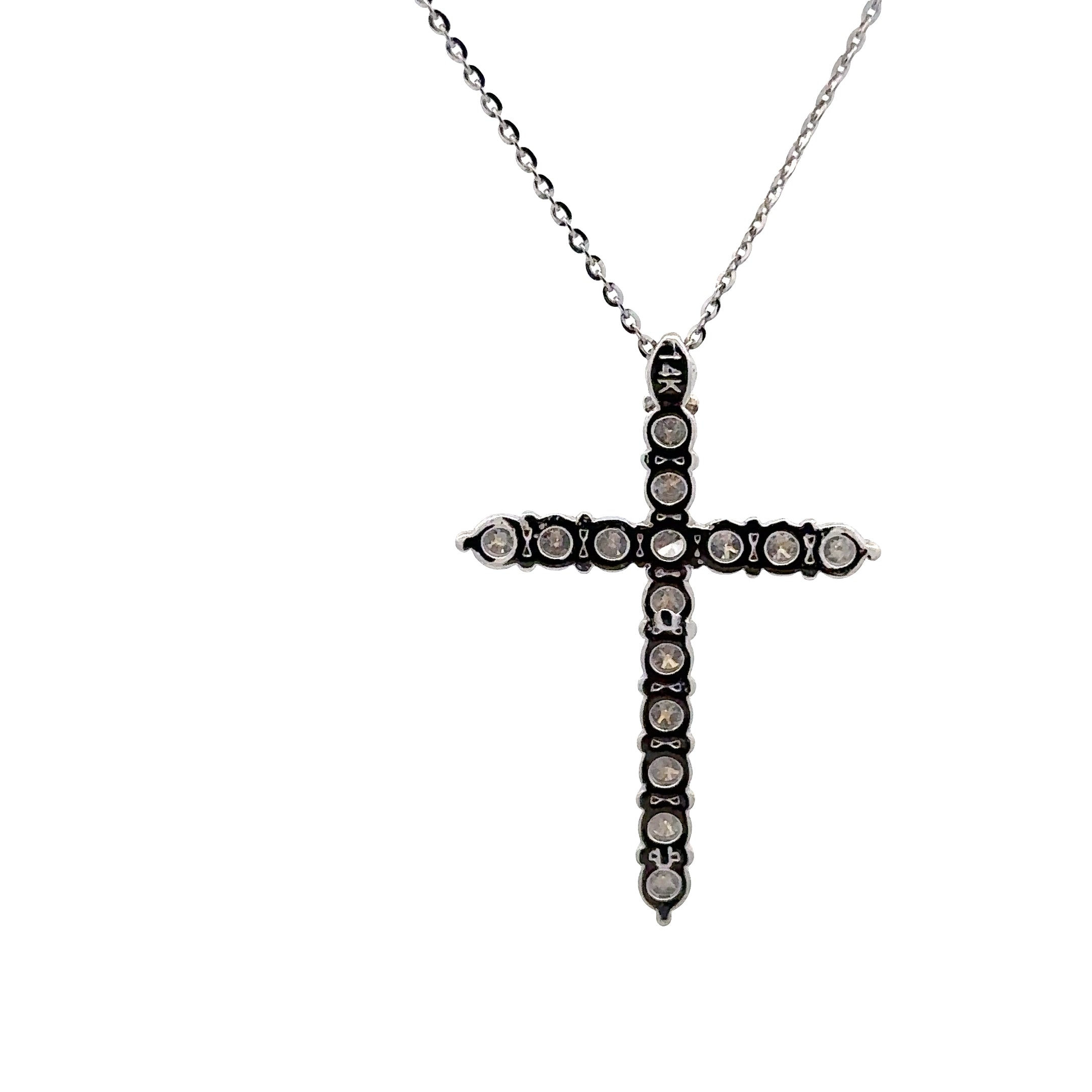 WD1889 14kt Gold Shared Prong Diamond Cross