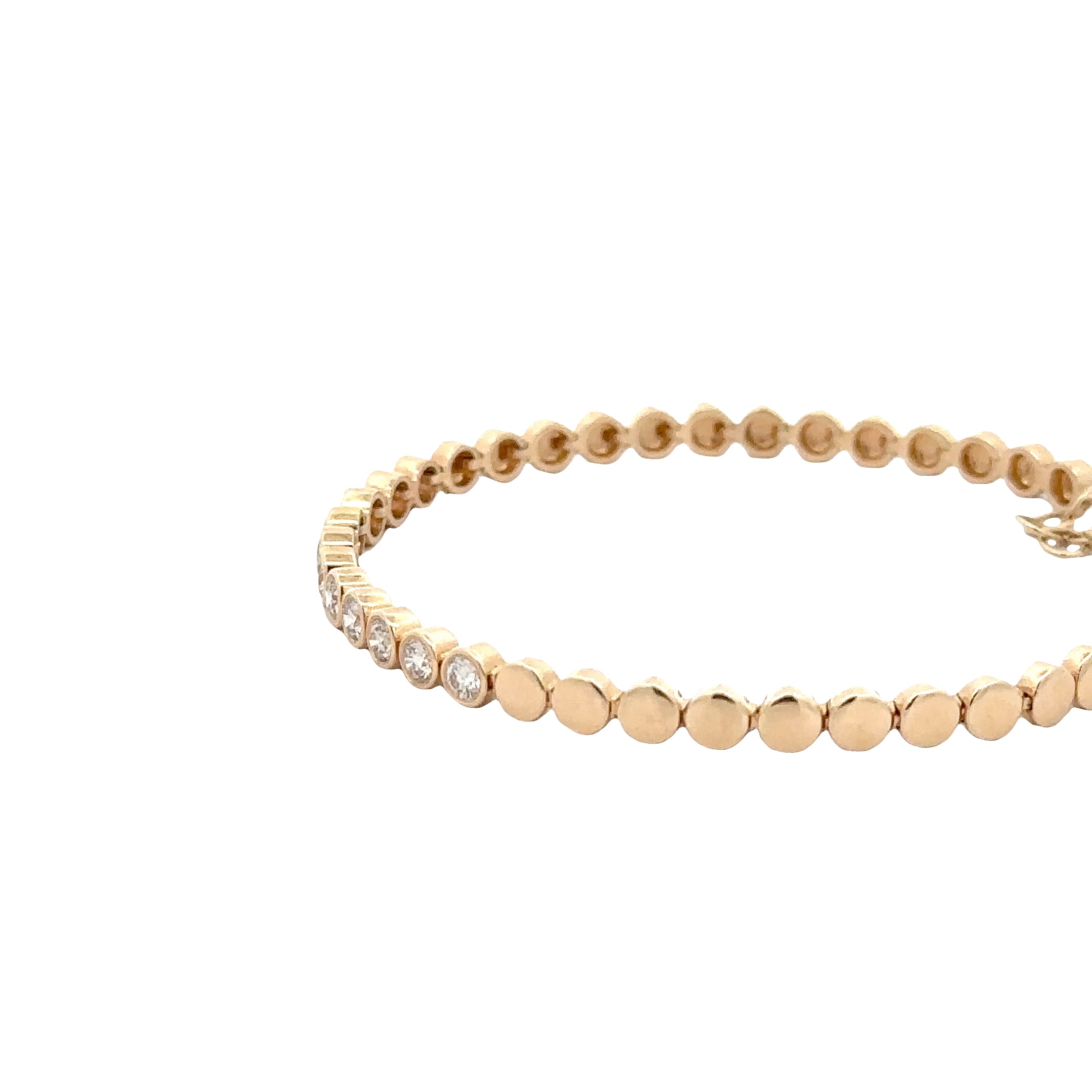 WD1893 14kt gold circle bracelet with bezel diamonds