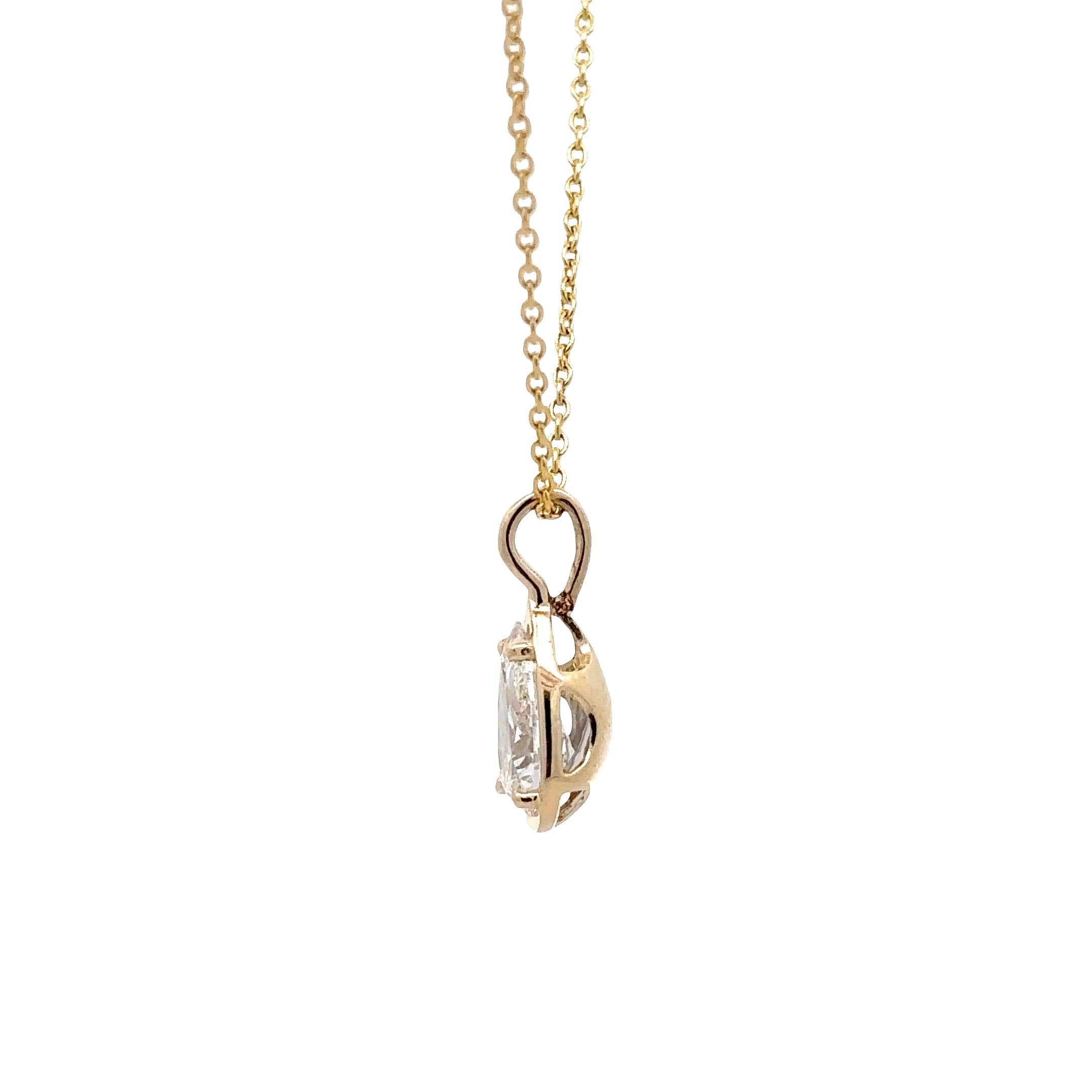 WD1907 14kt Gold Rolo Chain with Lab Grown Pear Shaped Diamond Pendant