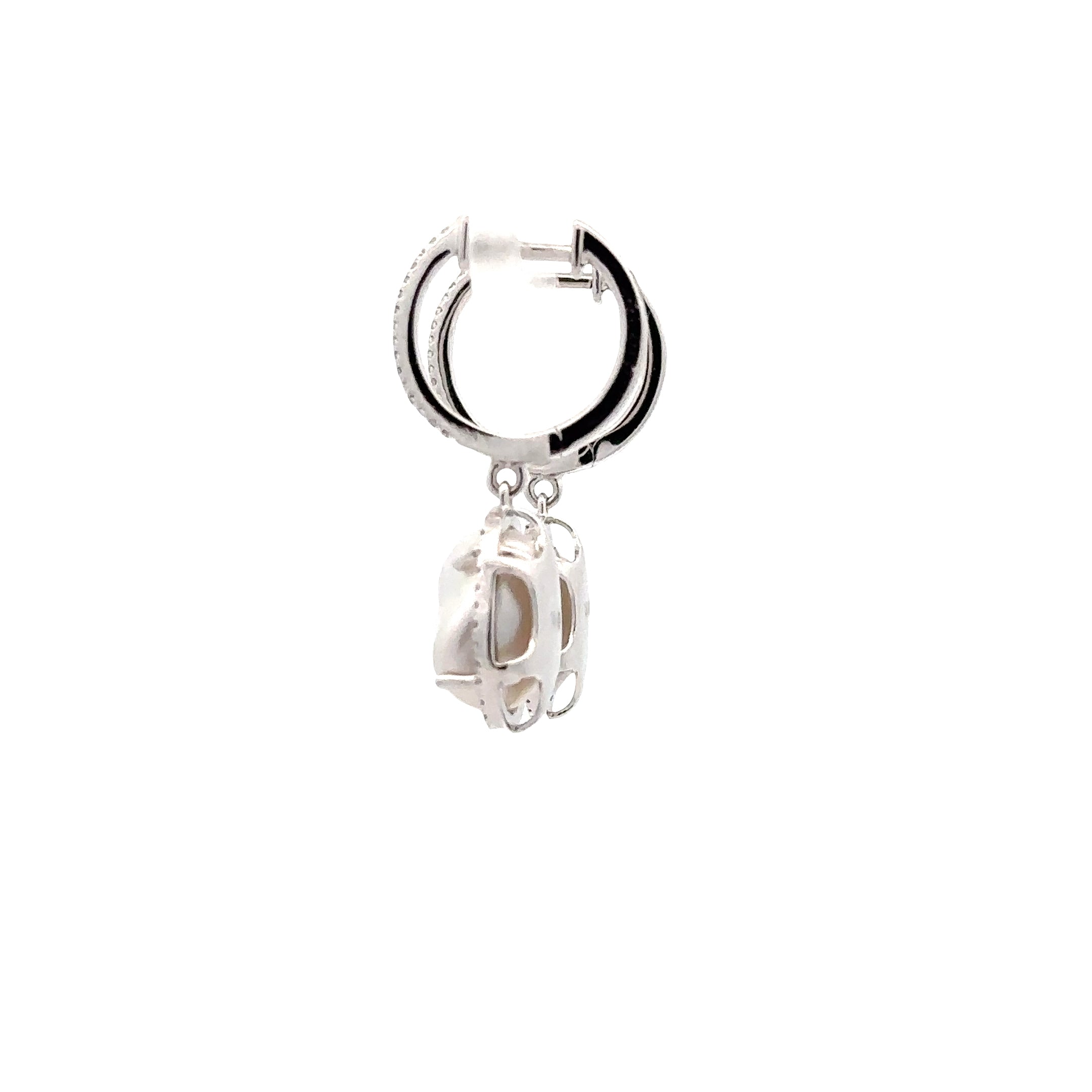 WD1912 14kt Gold Baroque Pearl Drop with Diamond Halo Earrings