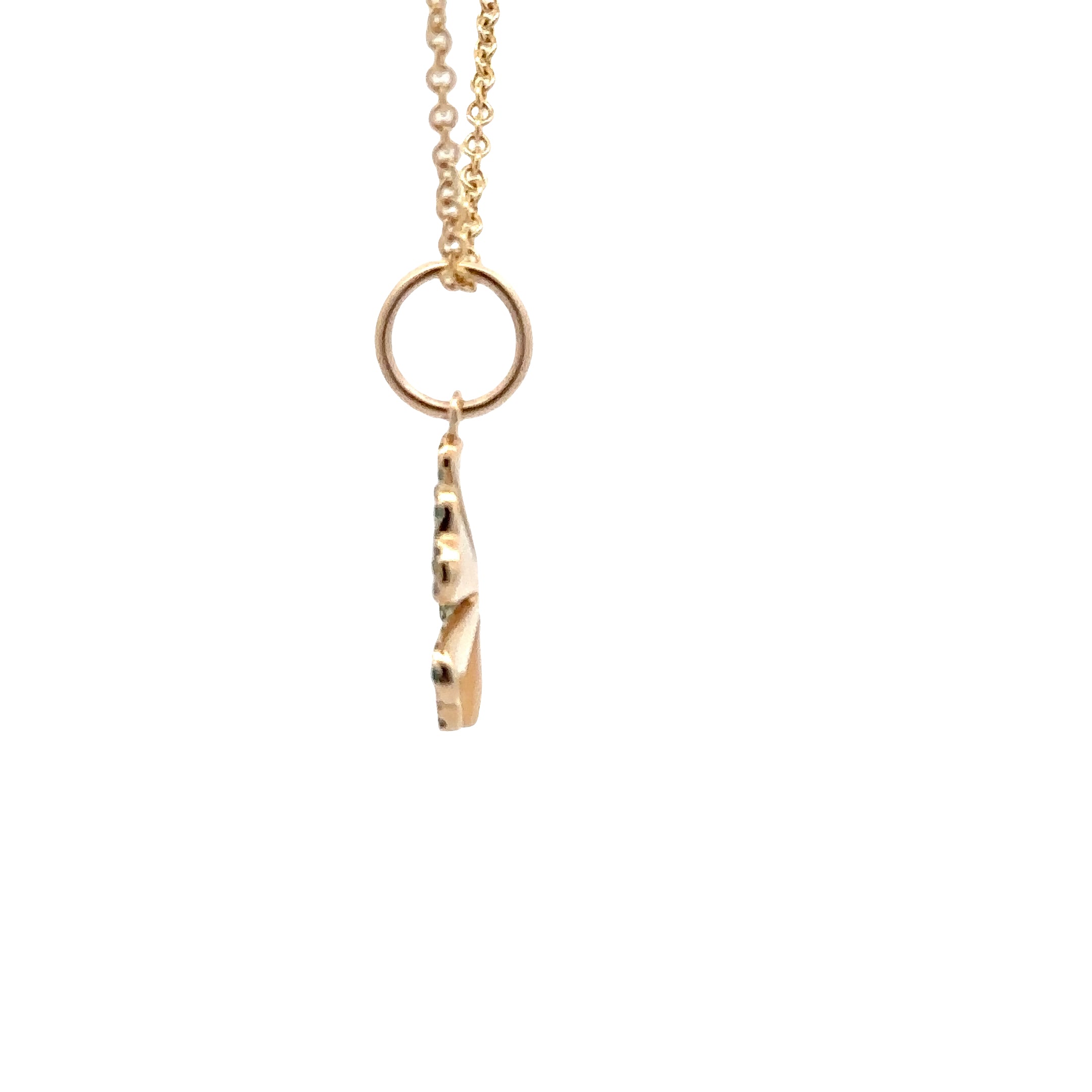 WD1914 14kt Gold 4 Leaf Clover with Pave Set Emerald Detail