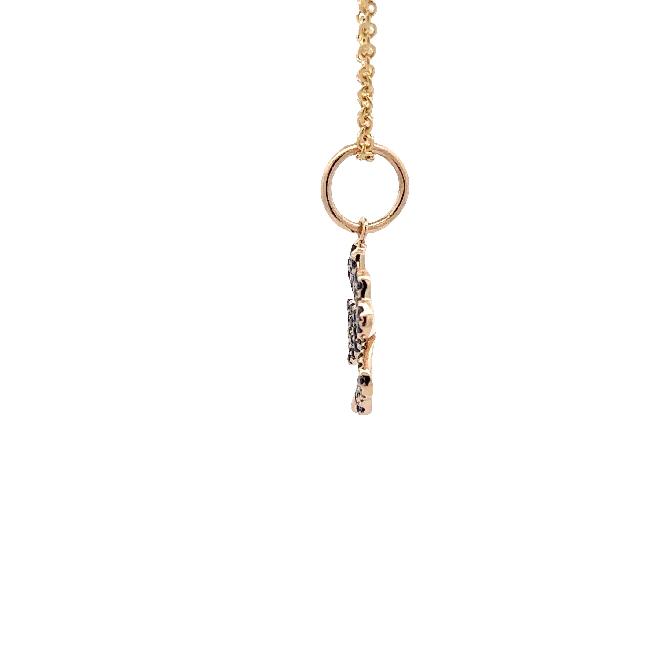 WD1918 14kt Gold 4 Leaf Clover with Pave Set Blue Sapphire
