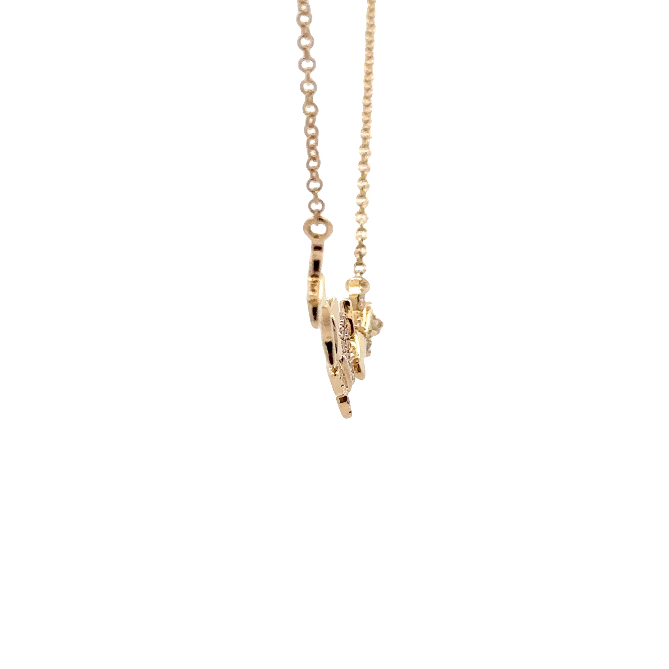 WD1919 14kt Yellow Gold and Diamond 5 Butterfly Necklace