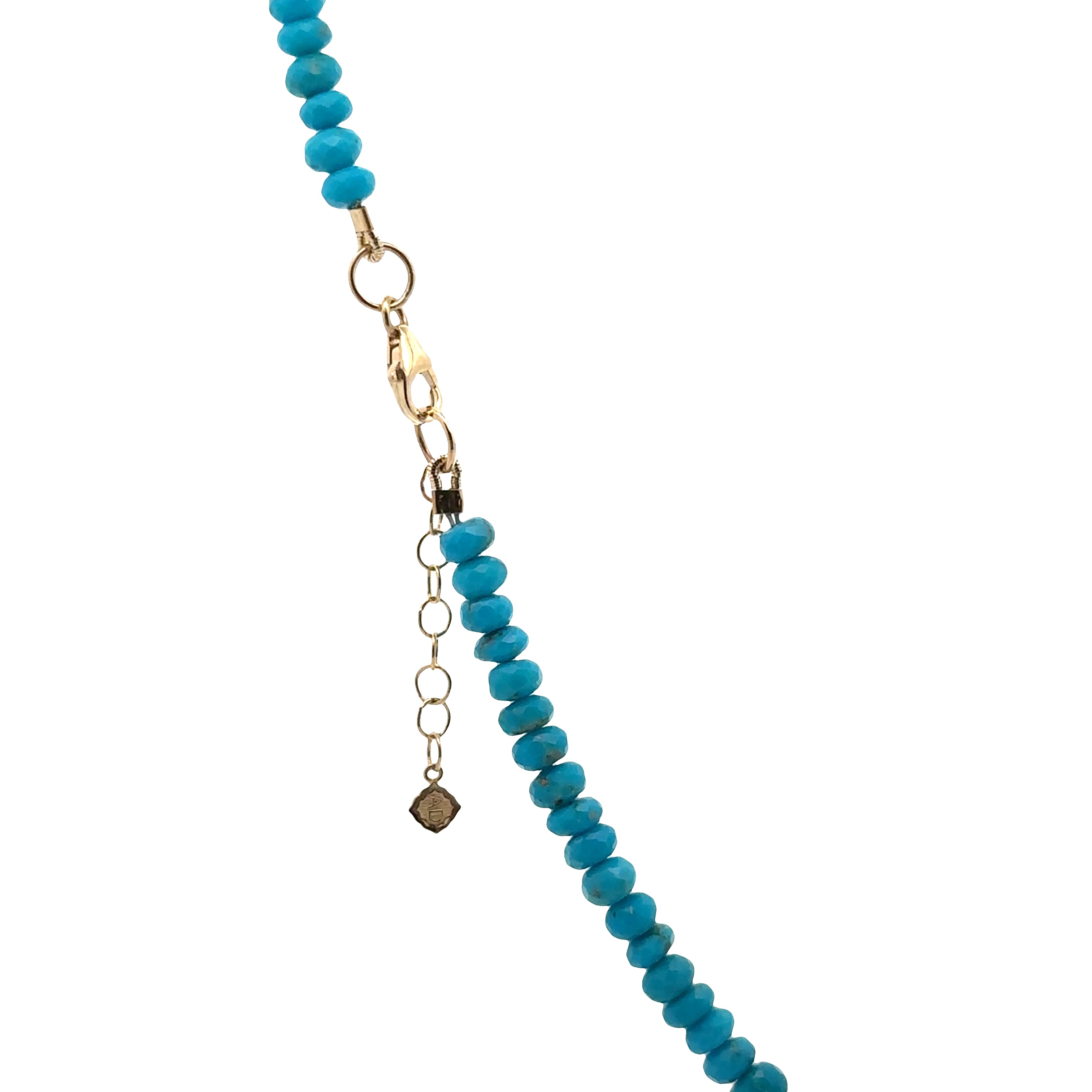 WD1931 Faceted Turquoise Necklace — 14K Yellow Gold