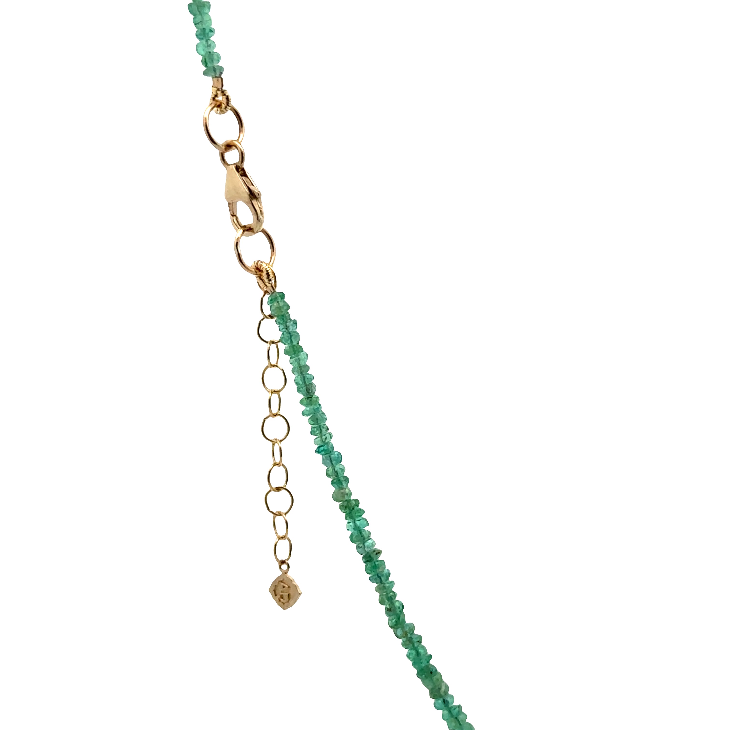 WD1932 Faceted Emerald Necklace — 14K Yellow Gold