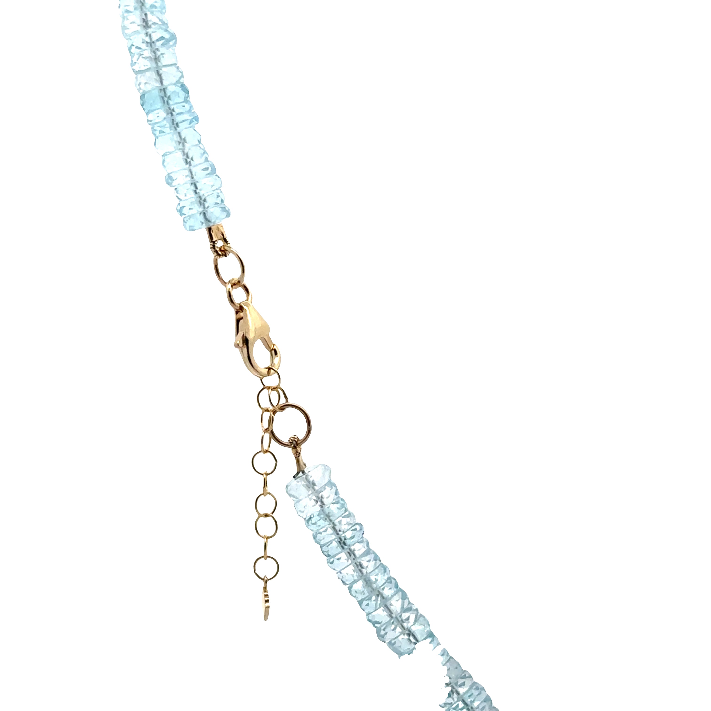 WD1938 Blue Topaz Beaded Necklace — 14K Yellow Gold