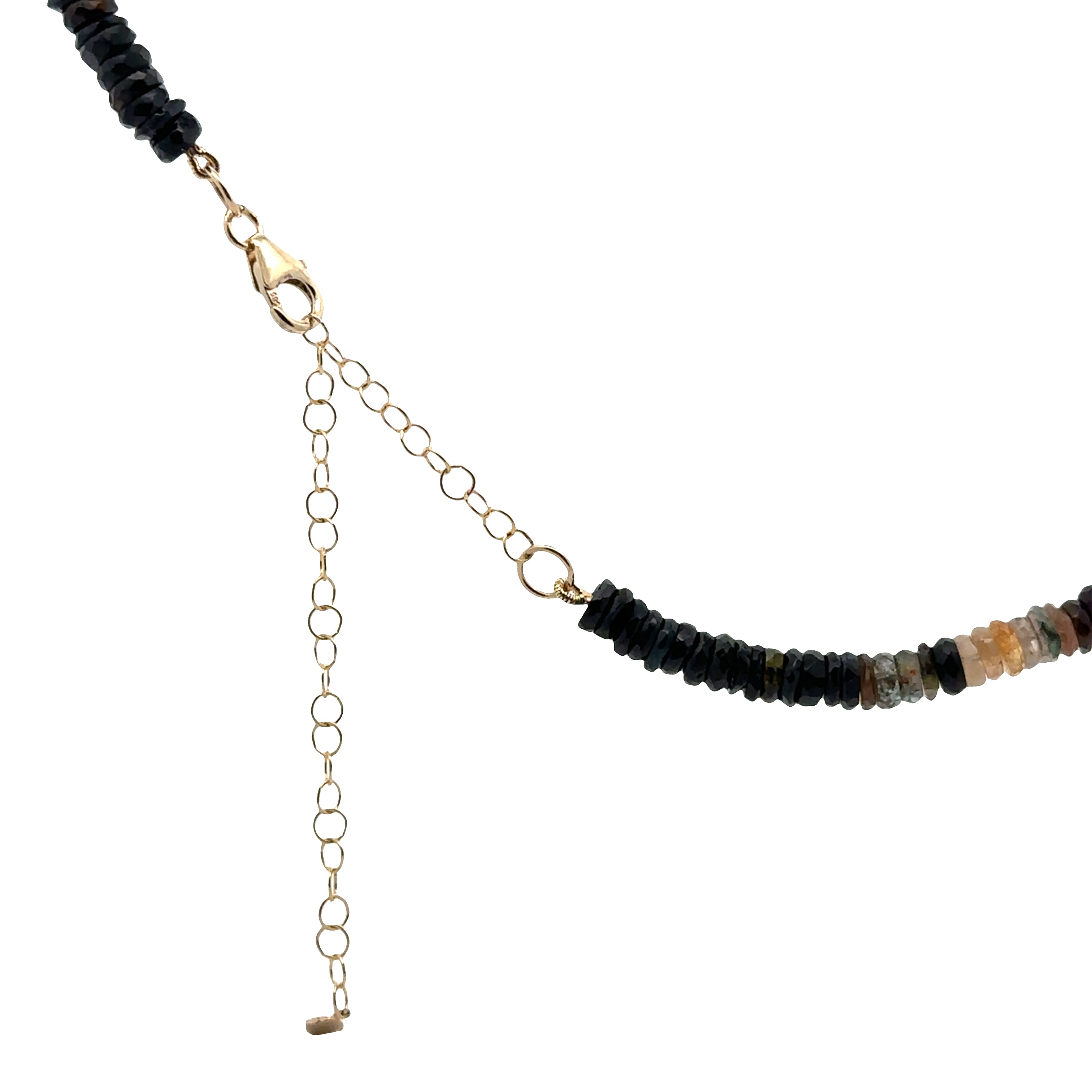 WD1935 Watermelon Tourmaline Beaded Necklace — 14K Yellow Gold