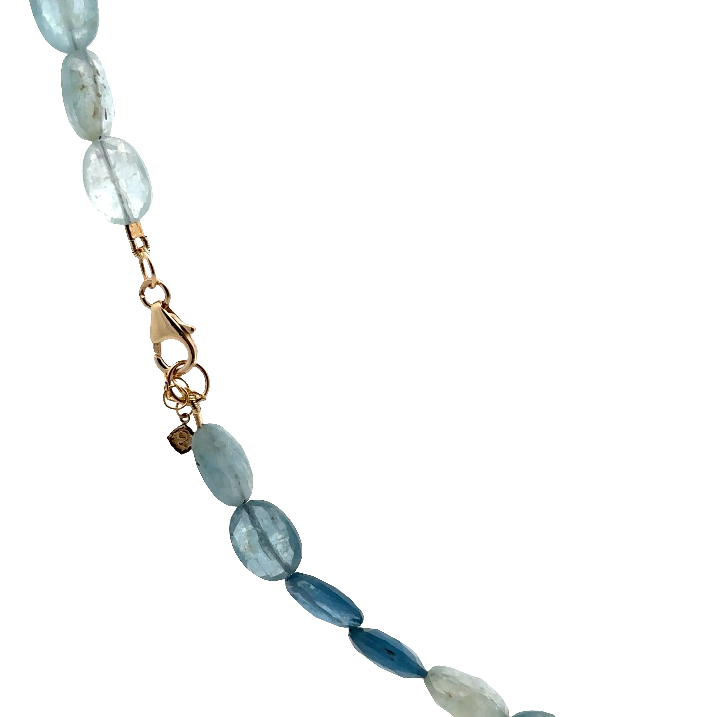 WD1934 Aqua Beaded Necklace — 14K Yellow Gold