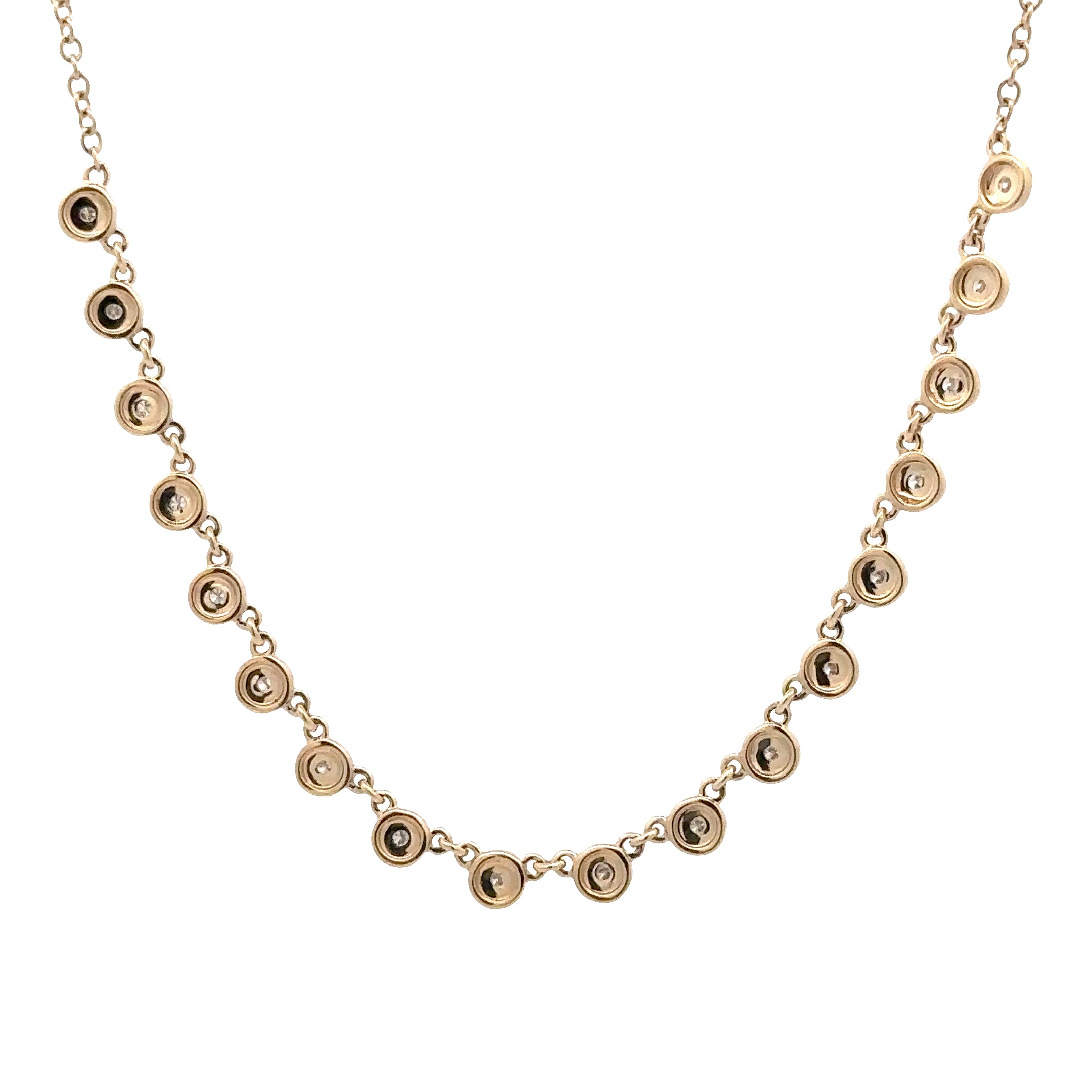 WD1953 14K Yellow Gold Diamond Station Necklace