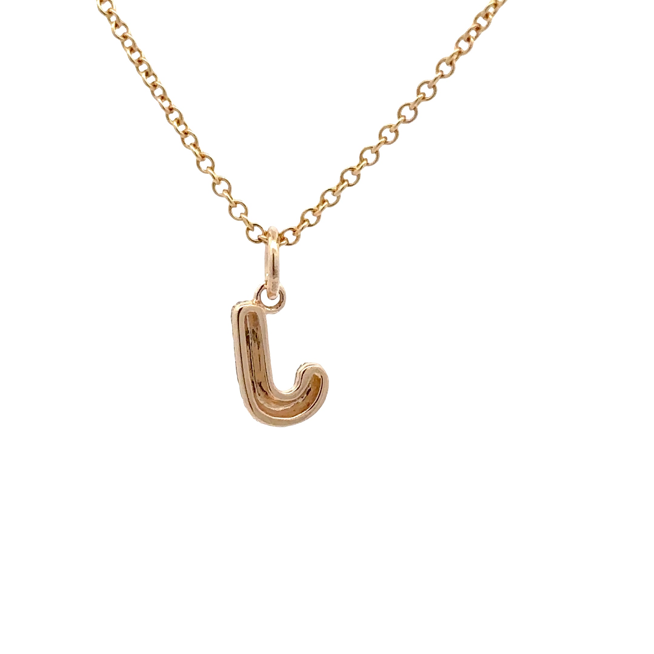 WD1958 14K Gold Diamond Initial J Pendant