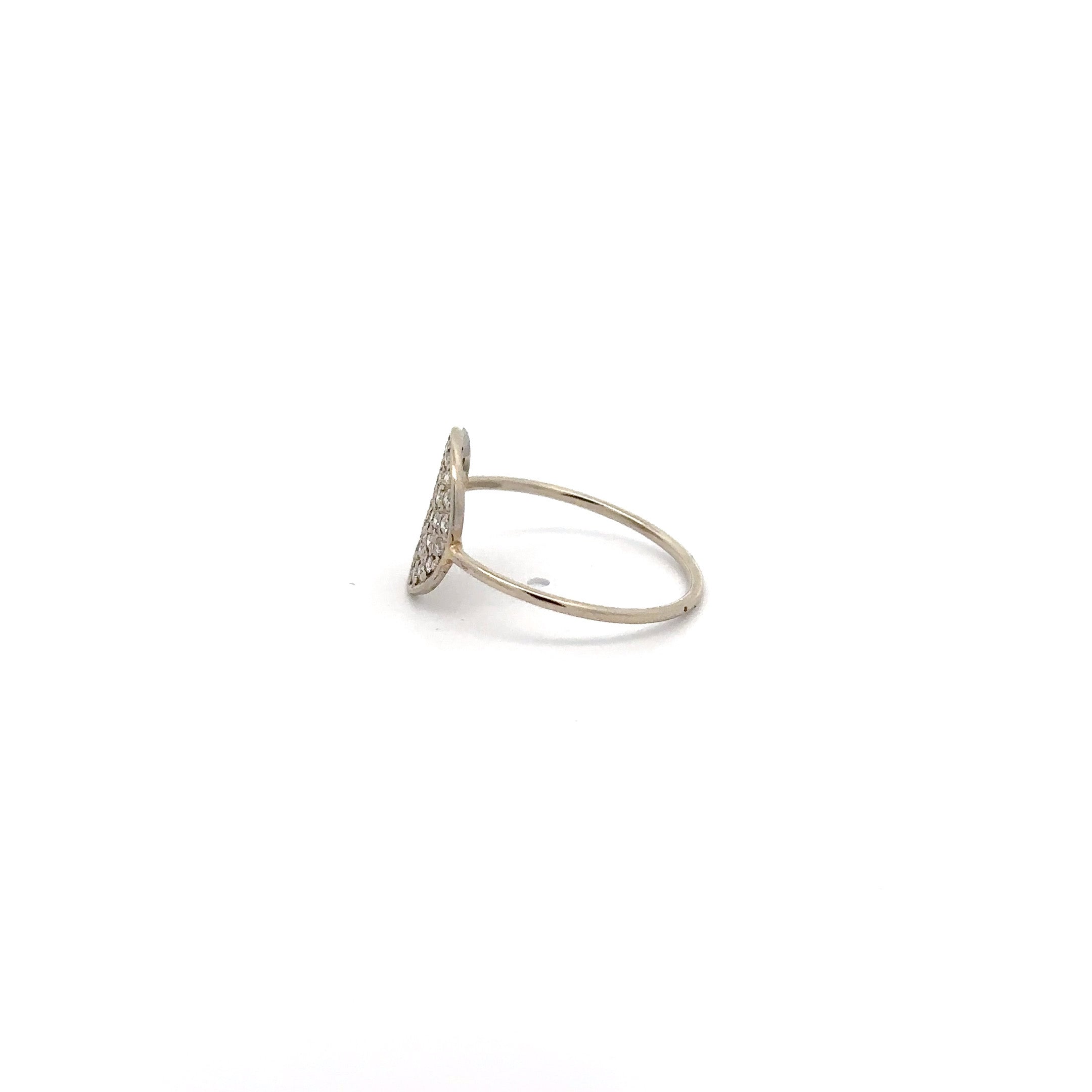 WD152 14kt diamond The Curved Pave disk ring