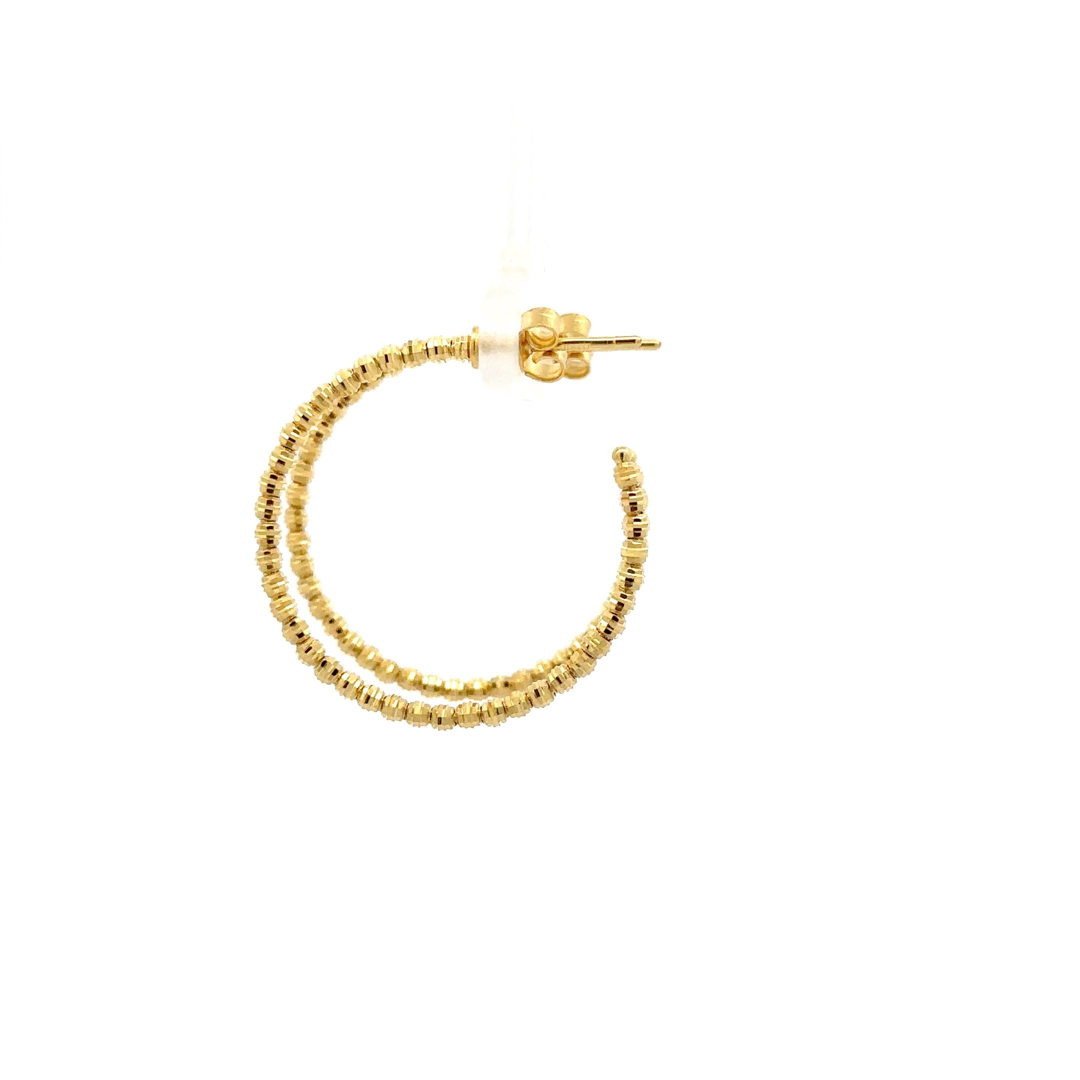 WD1211 14kt Gold Diamond Cut Beaded Hoop 1.0"