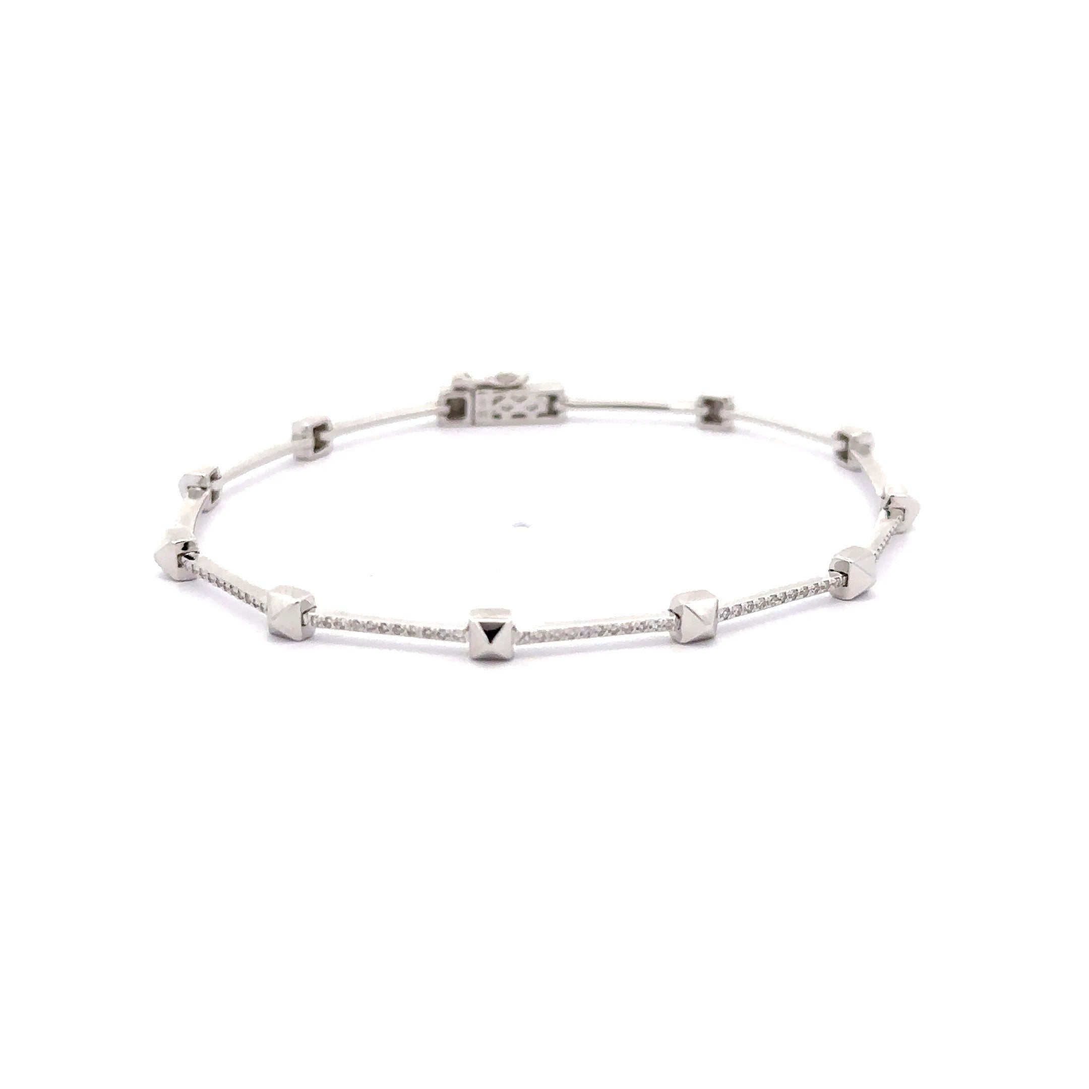 AD21, 14kt gold bracelet with pave diamond bars and stud detail