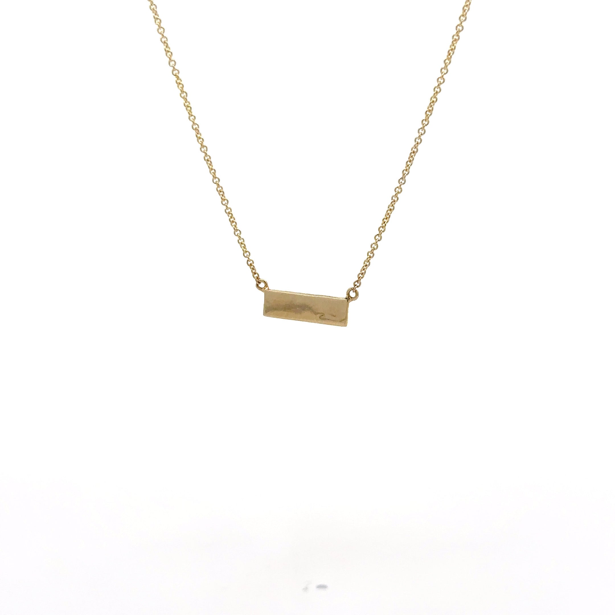 Buildon01, 14kt gold, 18in chain w loop at 16in, 2 bars one with pave one with laser or plain necklace