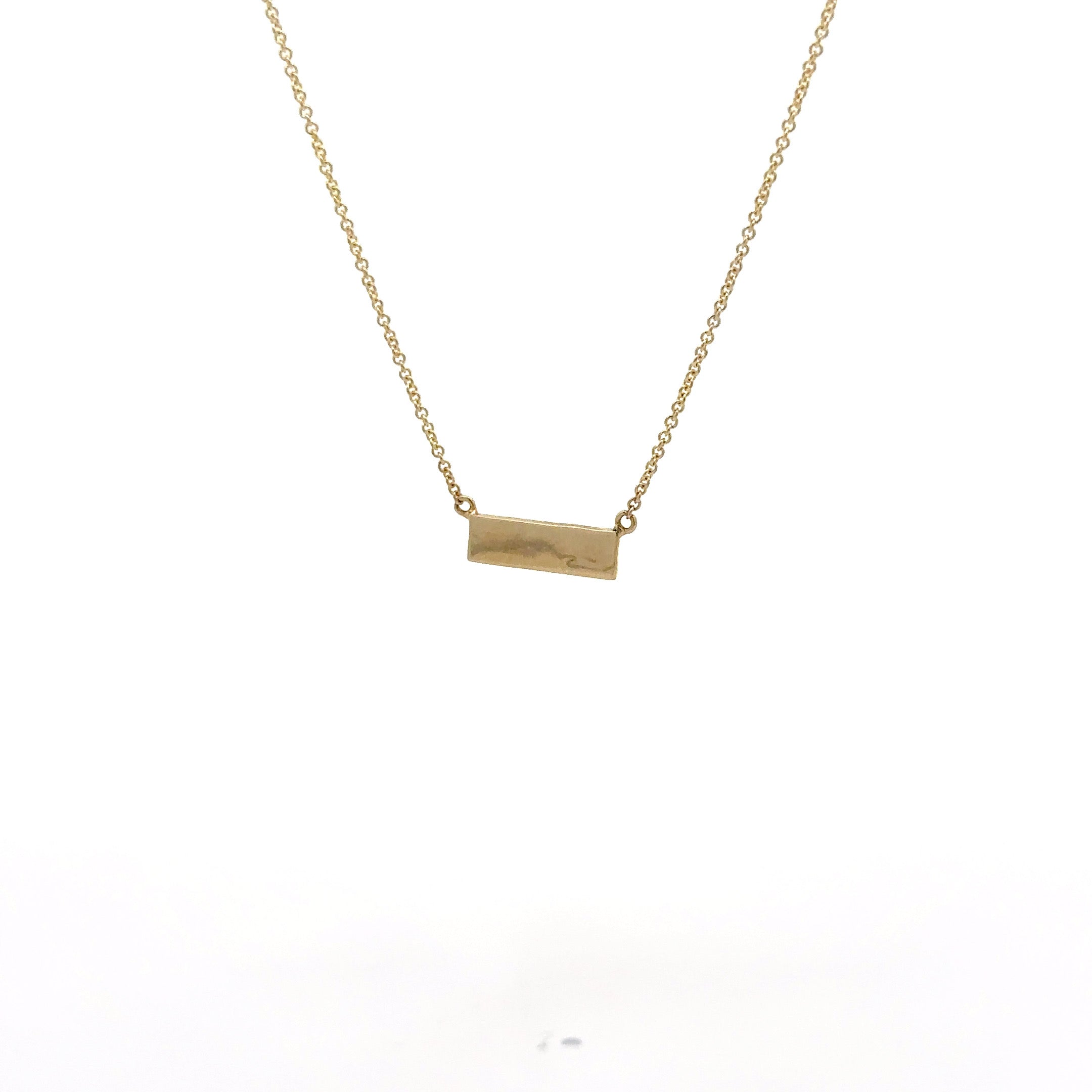 Buildon01, 14kt gold, 18in chain w loop at 16in, 2 bars one with pave one with laser or plain necklace