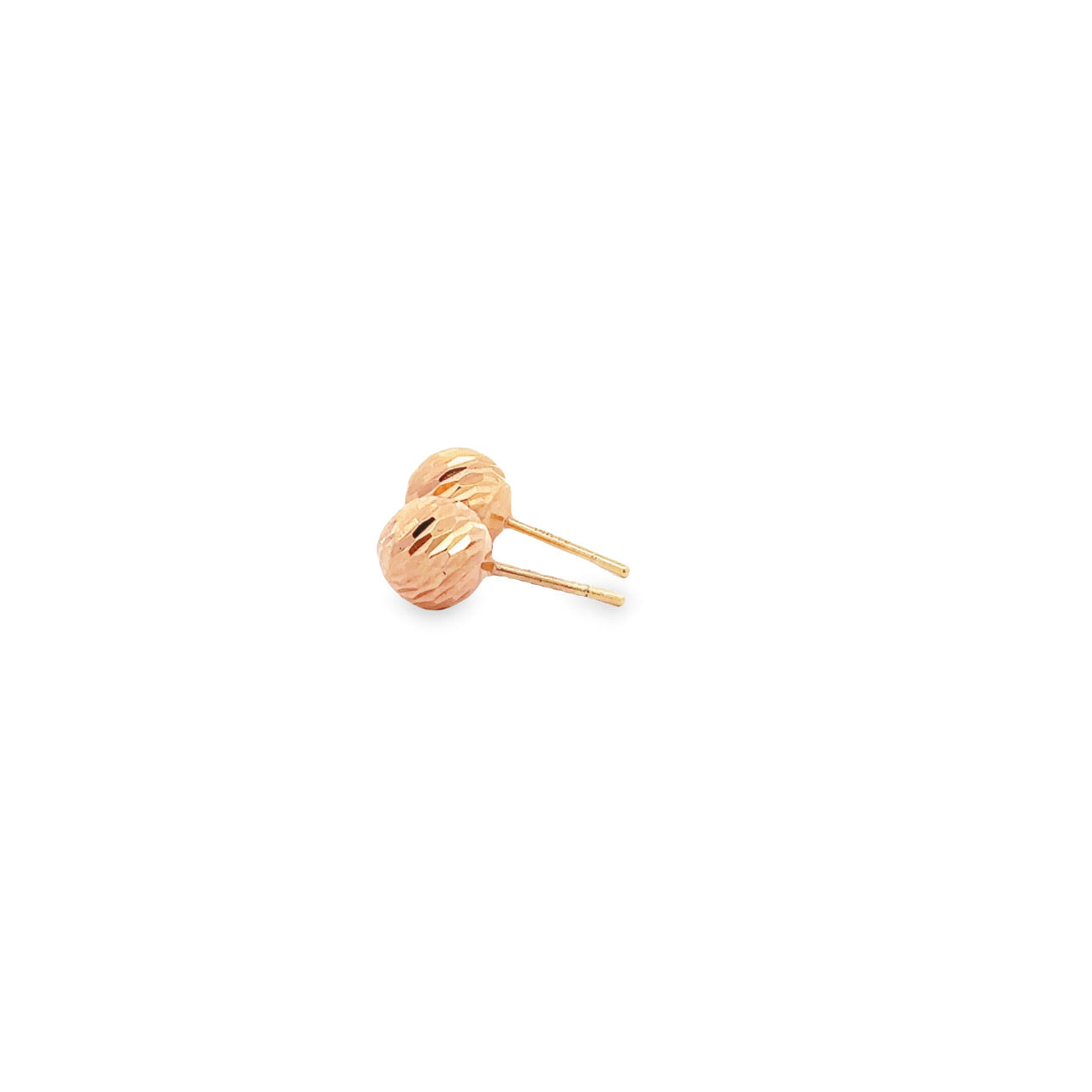 WD874 14kt gold diamond cut hollow ball studs