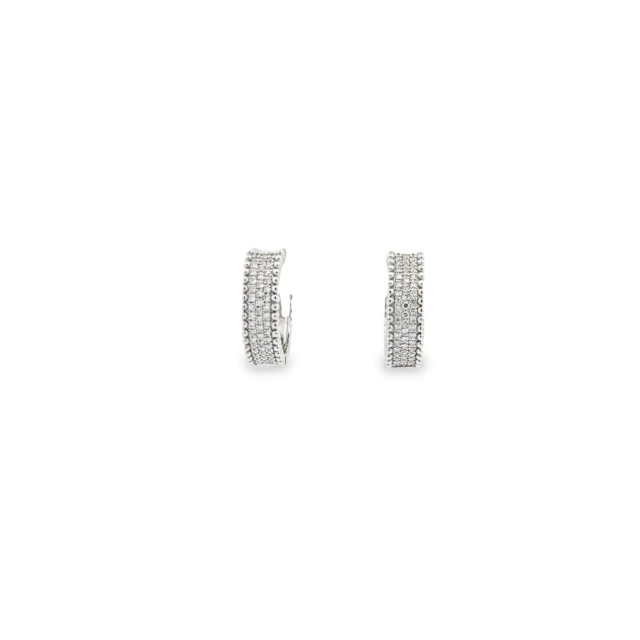 WD1100 14kt pave hoop with milagrain detail earrings