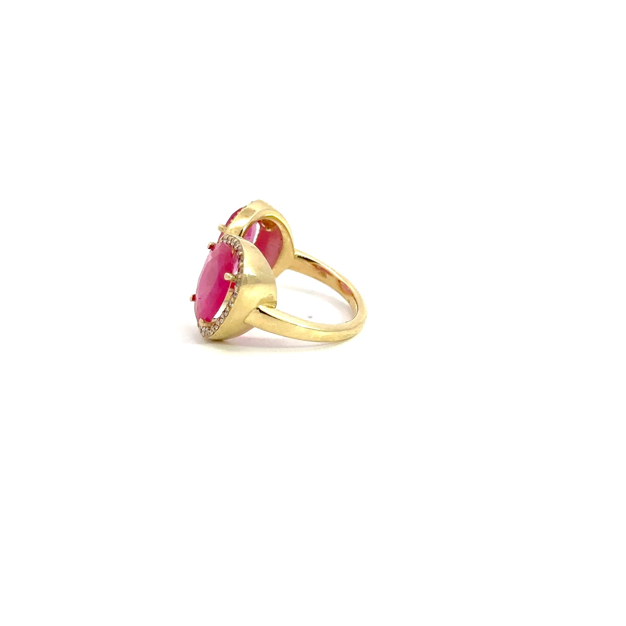 WD1224 Yellow Gold Rose Cut Pink Sapphire Diamond Halo Ring