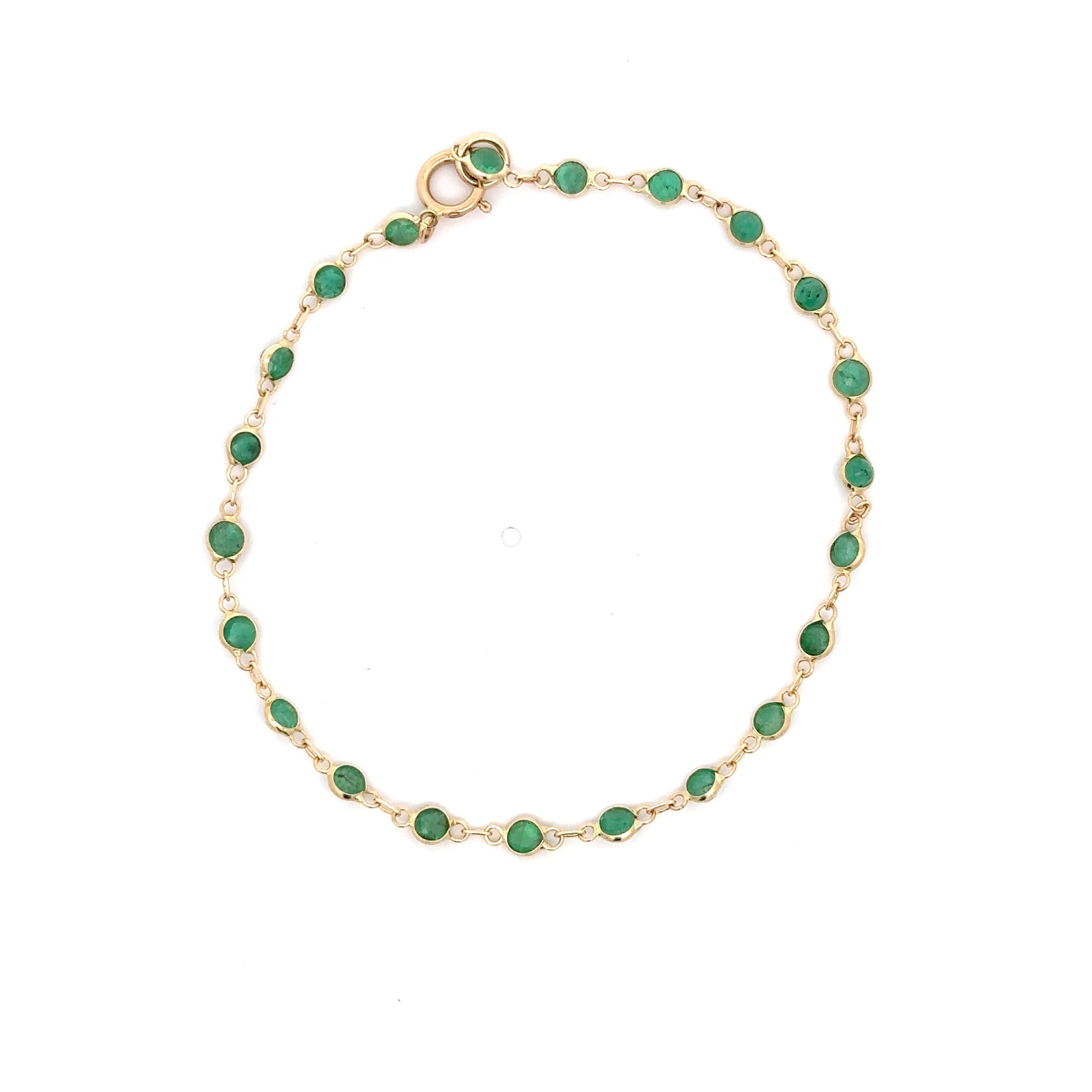 WD961 14kt gold, Green Emerald by the yard Bracelet