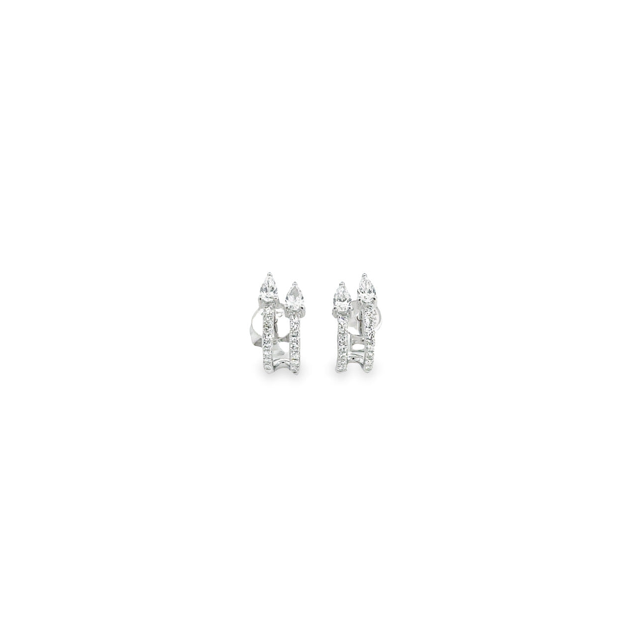 WD582 - Pear and Pave Cuff Huggie Earring