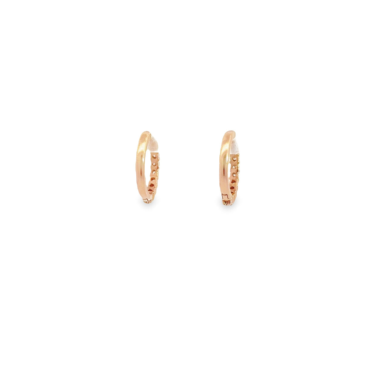 AD332 14kt gold with .35ct diamond shared prong huggie hoop