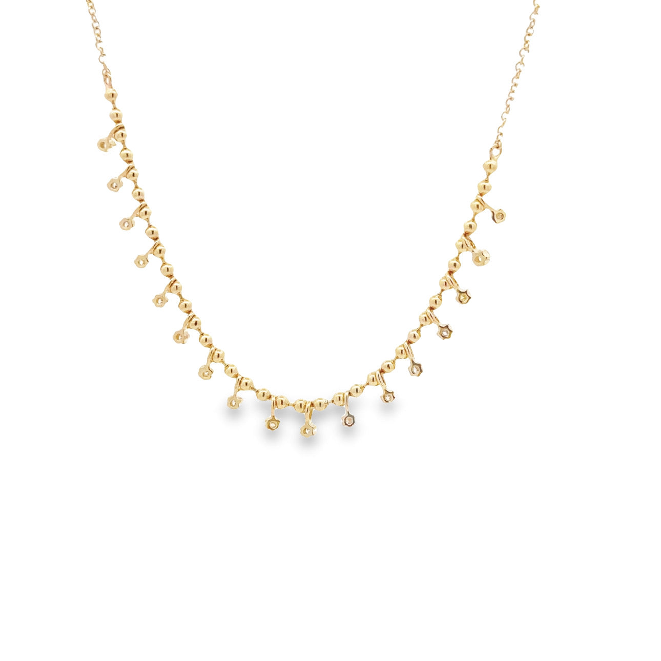 WD1252 14kt Gold Necklace with Diamond Drops