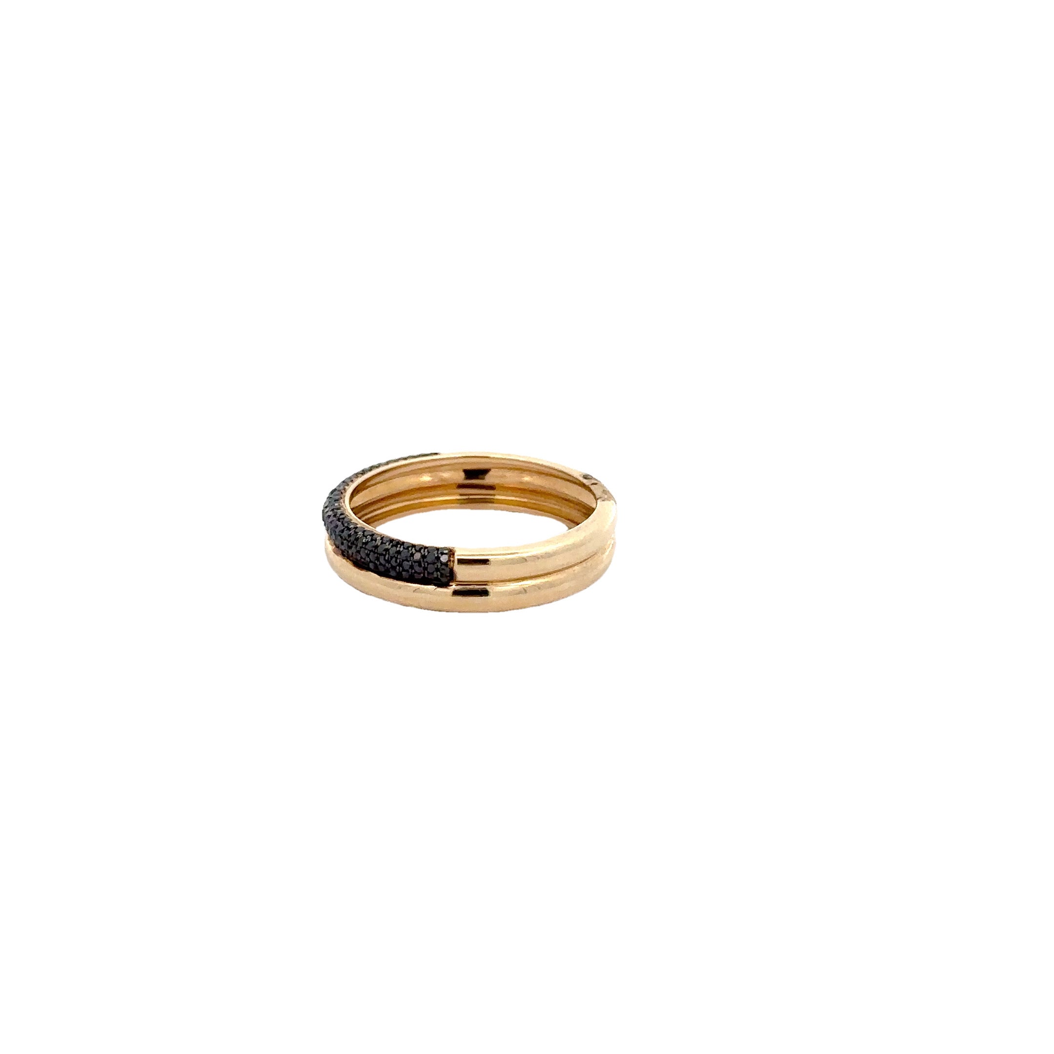 WD1254 14kt Gold Band with Pave Black Diamonds