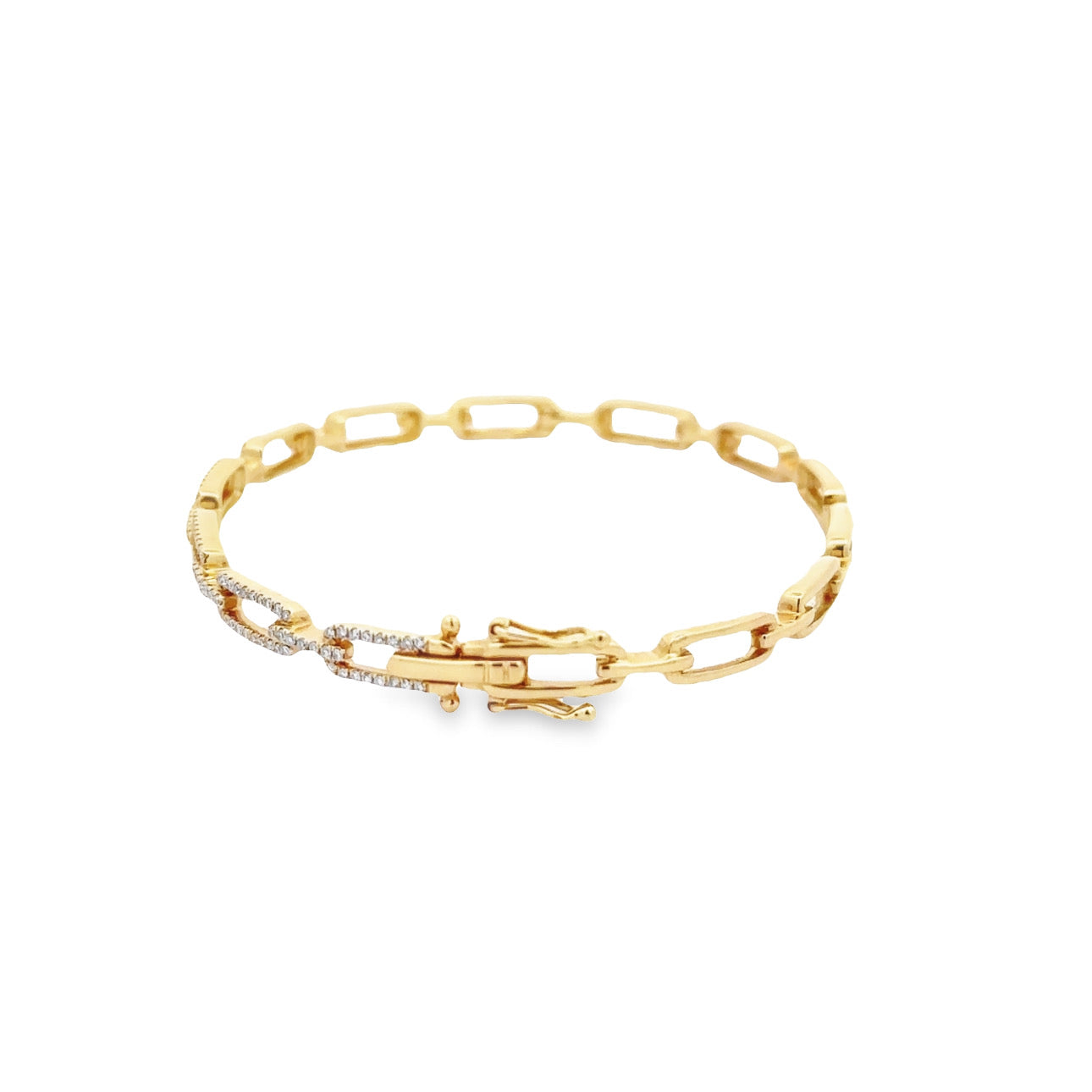 WD1257 Paper Link Open Cuff Bangle with Diamond Detail