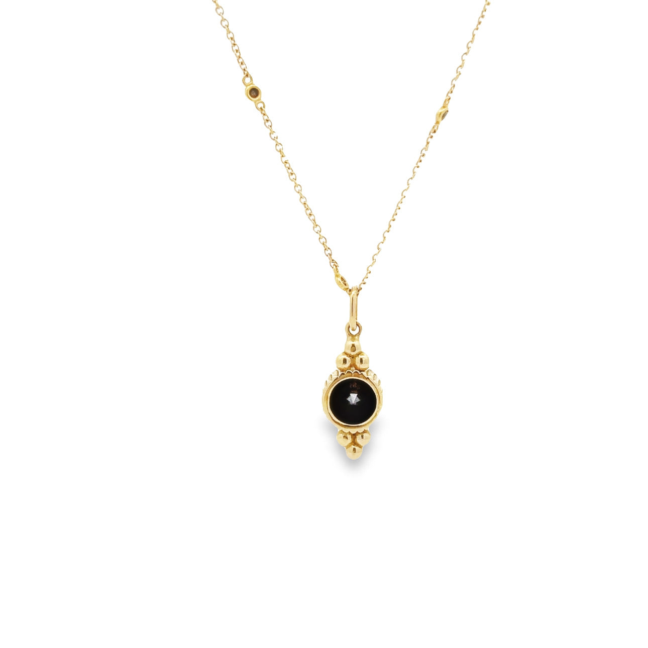 WD1261 14kt Gold Black Diamond by the yard Necklace with Black Diamond Pendant