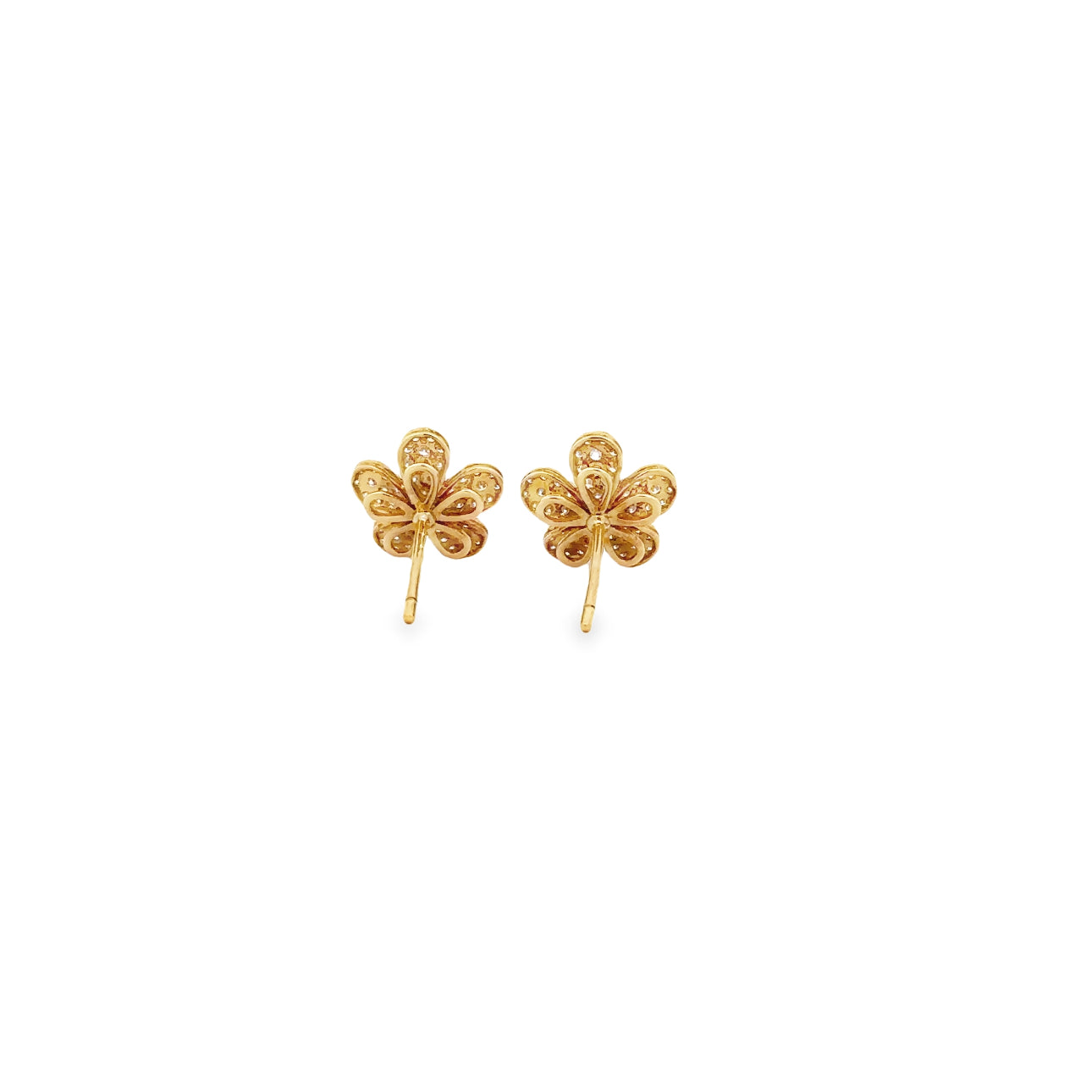 WD1296 18kt Gold Pave Diamond Daisy Flower Earrings