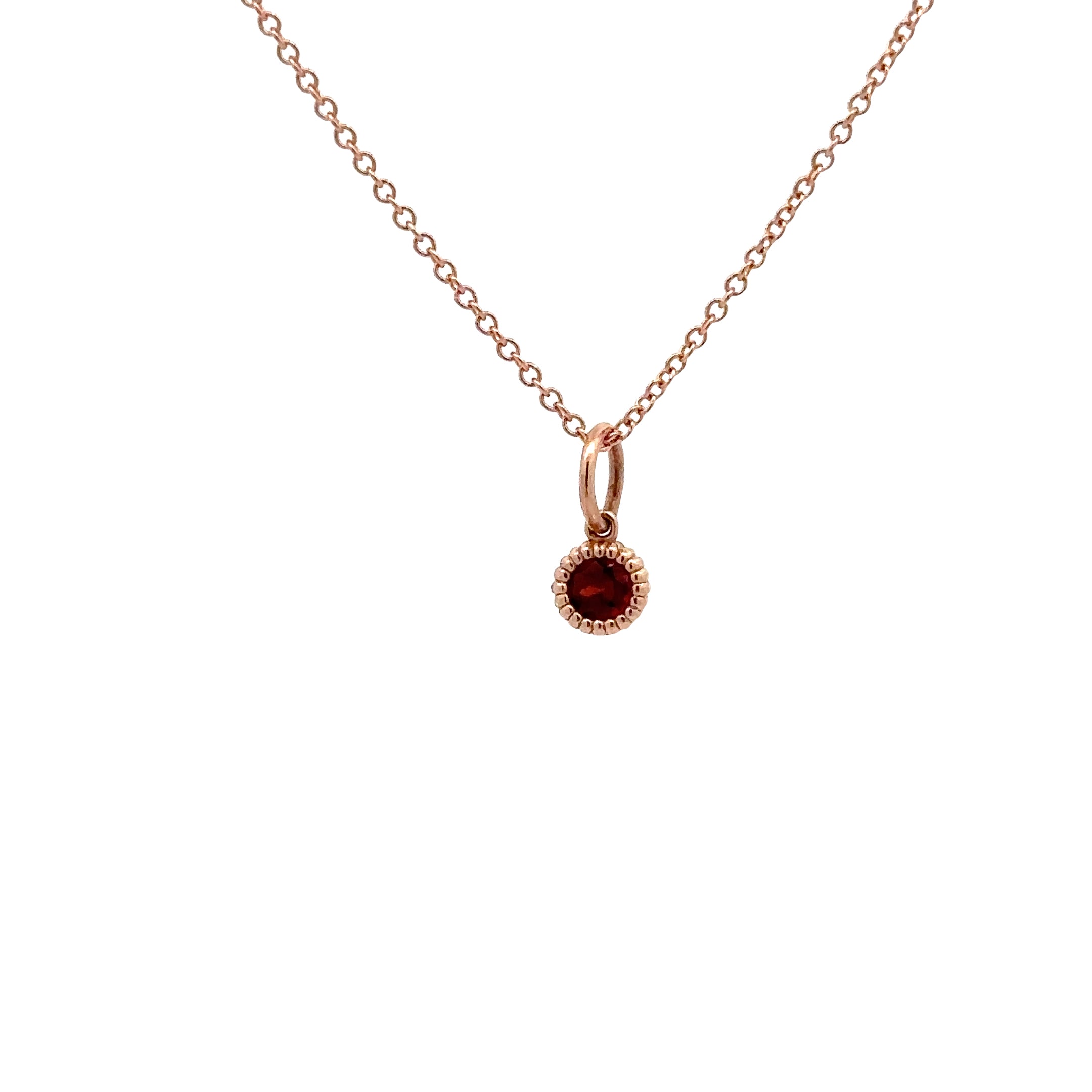 WD136 Garnet January Birthstone - 14kt Garnet Pebble Charm