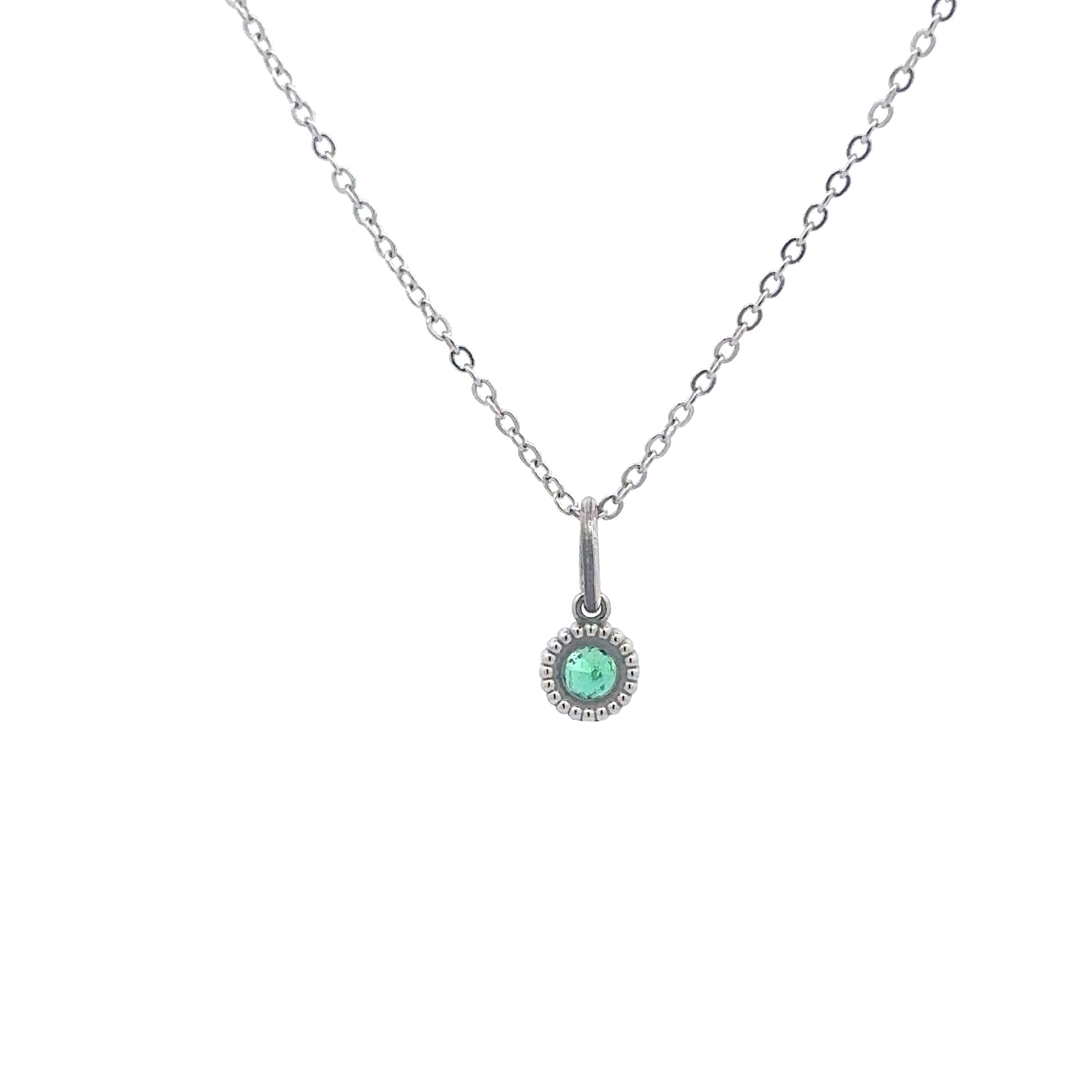 WD136 Emerald May Birthstone - 14kt Emerald  Pebble Charm