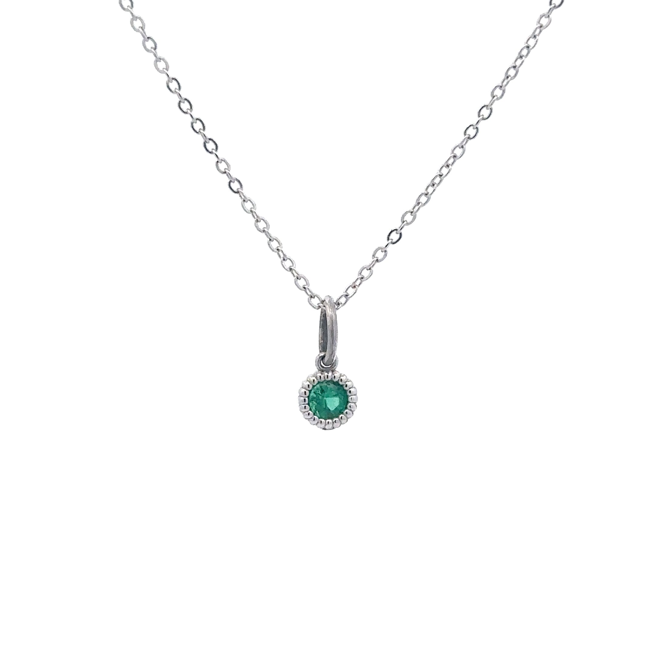 WD136 Emerald May Birthstone - 14kt Emerald  Pebble Charm