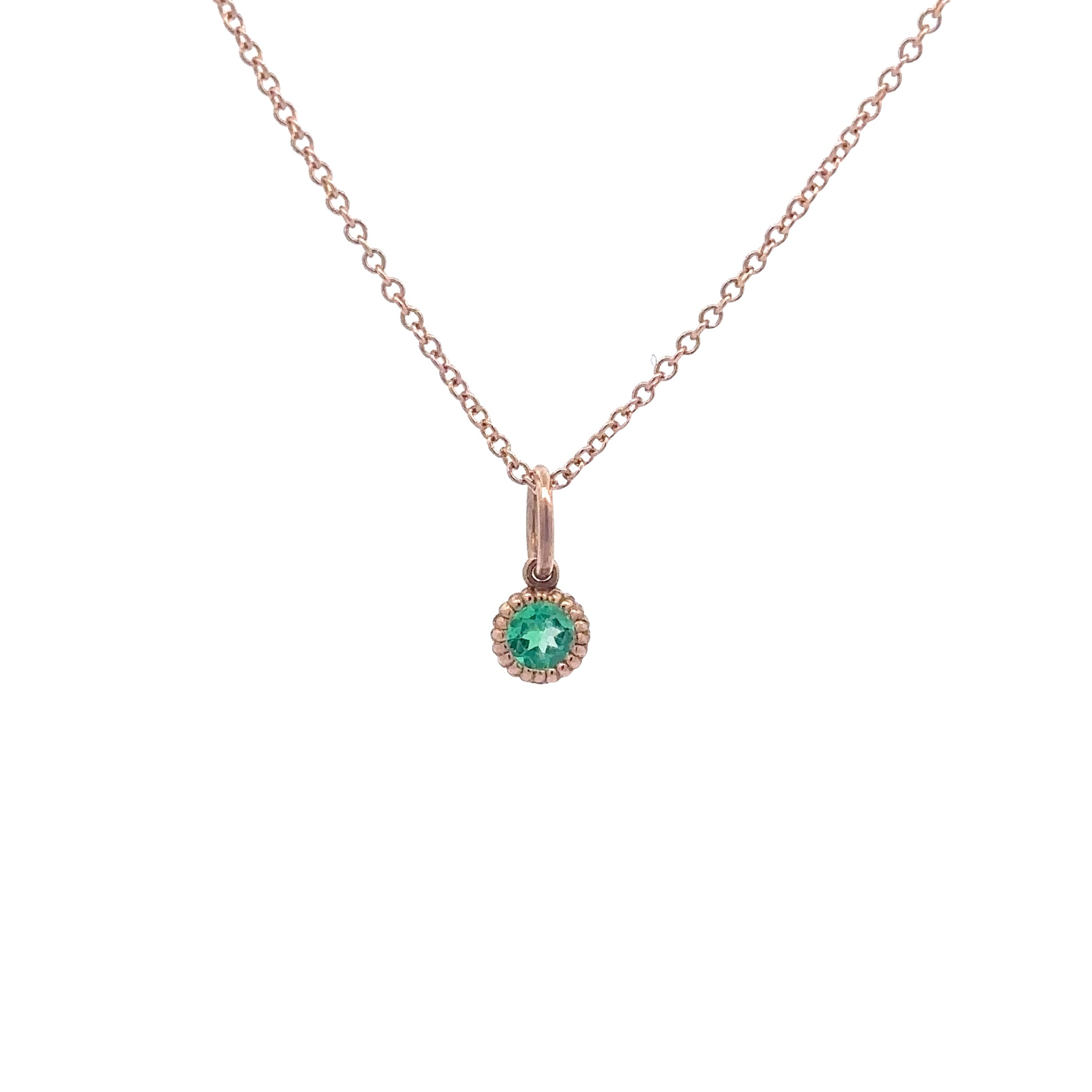 WD136 Emerald May Birthstone - 14kt Emerald Pebble Charm
