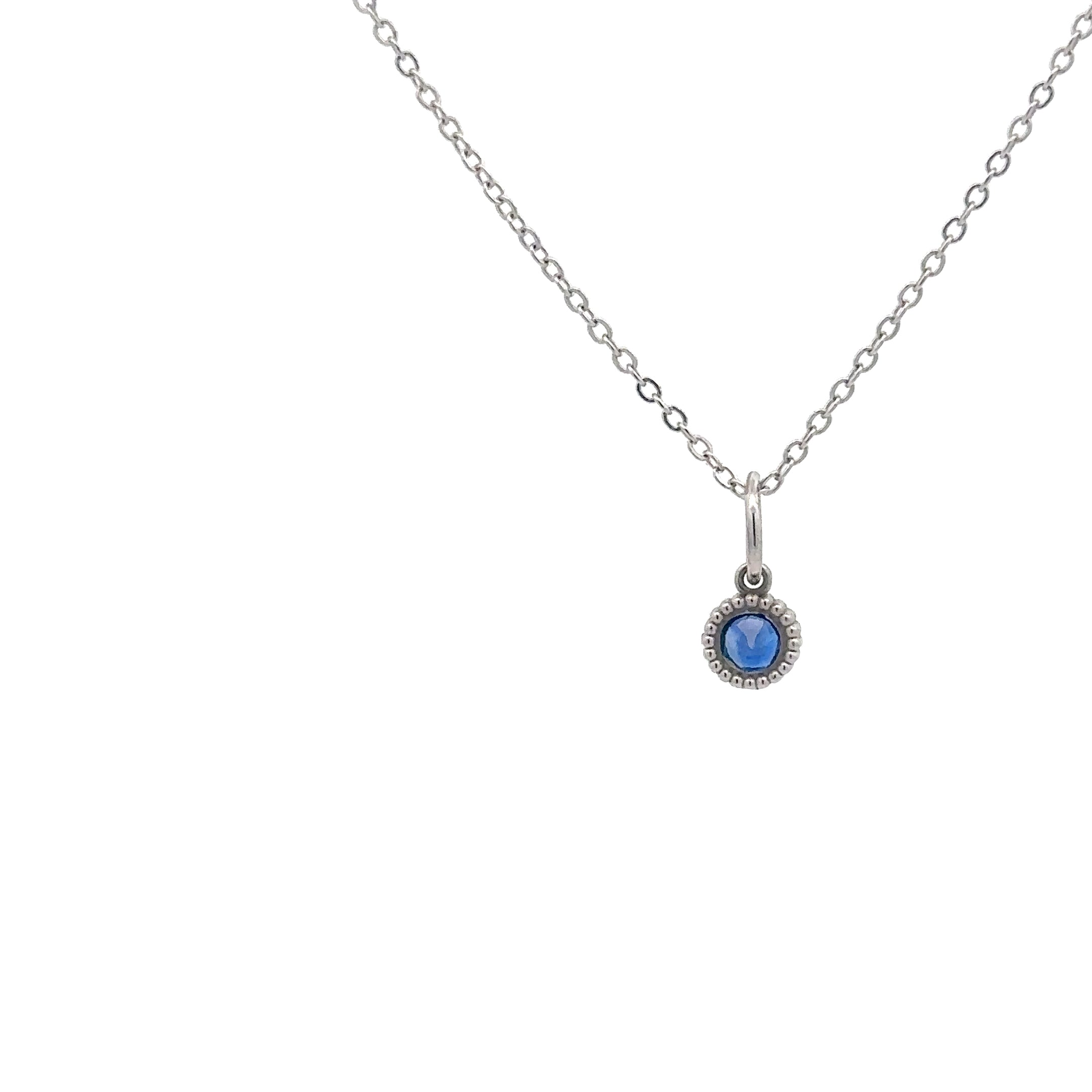 WD136 Blue Sapphire September Birthstone - 14kt Blue Sapphire Pebble charm