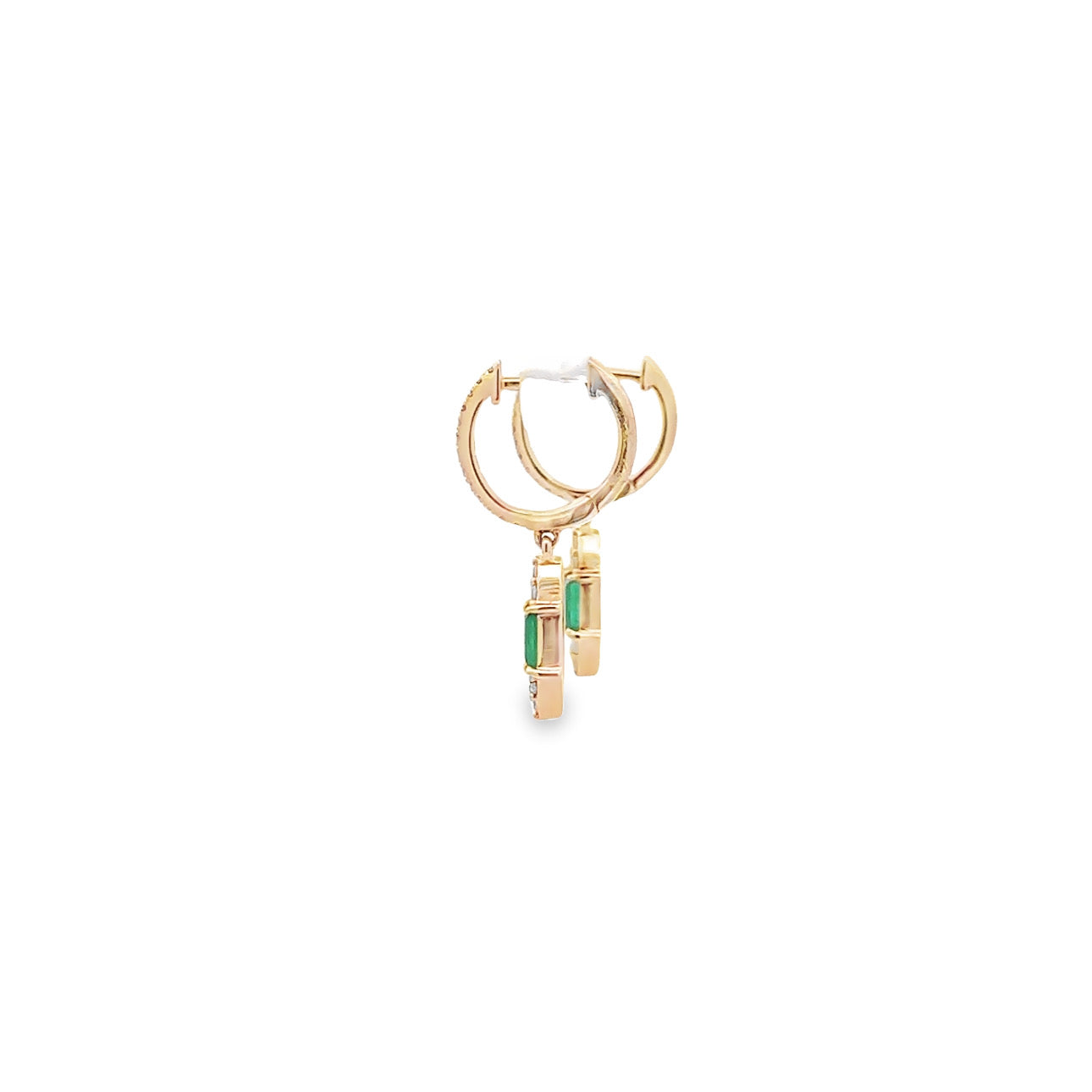 WD1310 14kt Gold Emerald and Diamond Drop Earrings